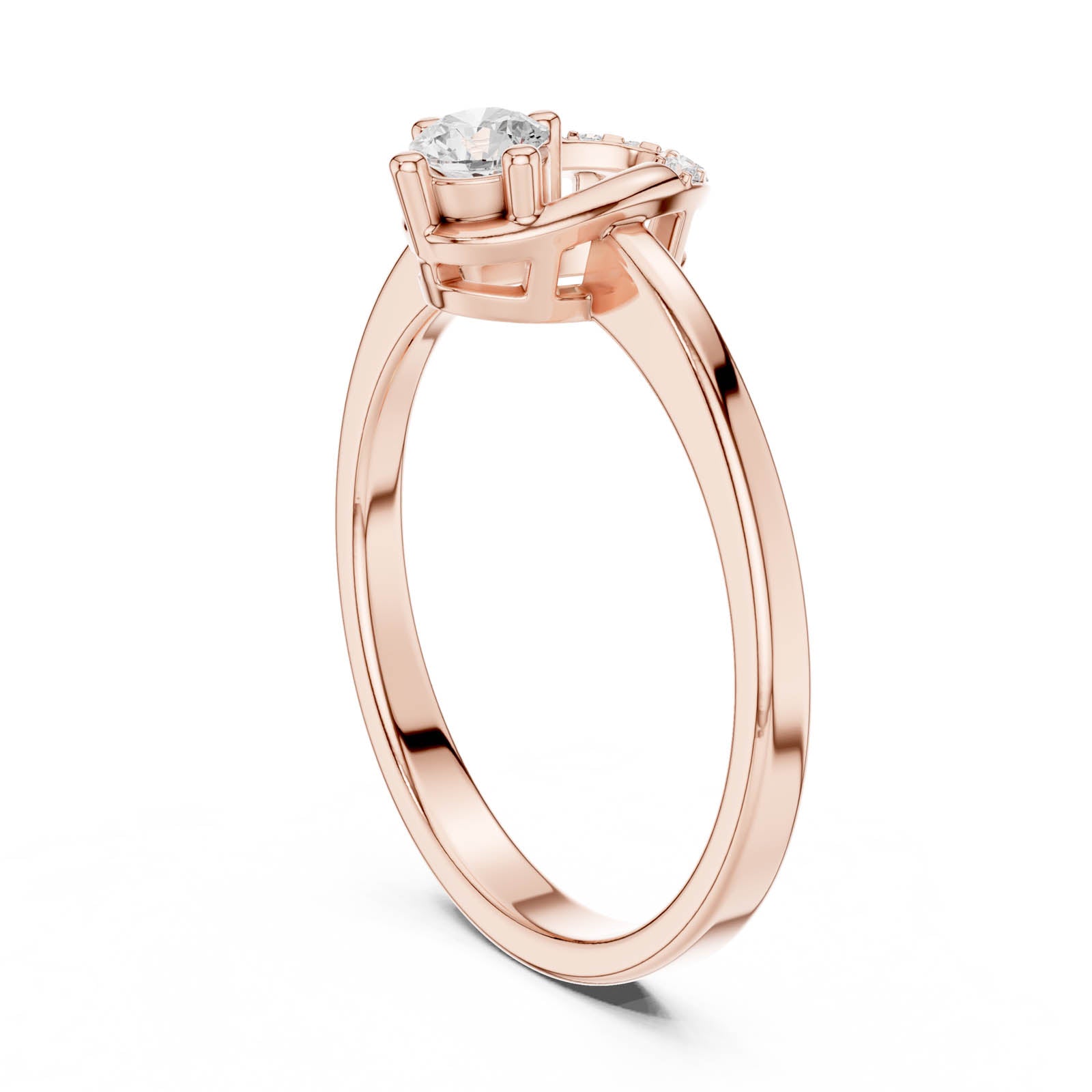 .18 Ct. Round Diamond Engagement Ring with Open Pavé Accent Design (DDLR-840) 8