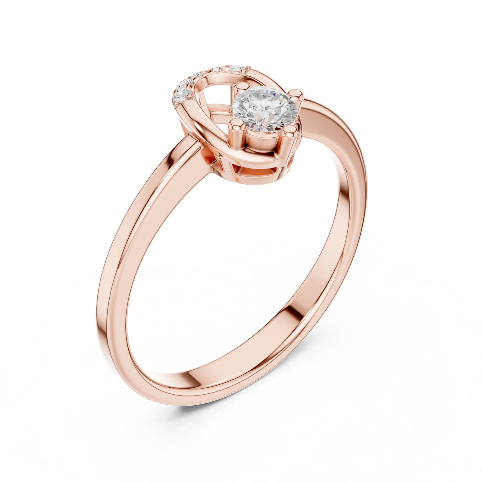 .18 Ct. Round Diamond Engagement Ring with Open Pavé Accent Design (DDLR-840)