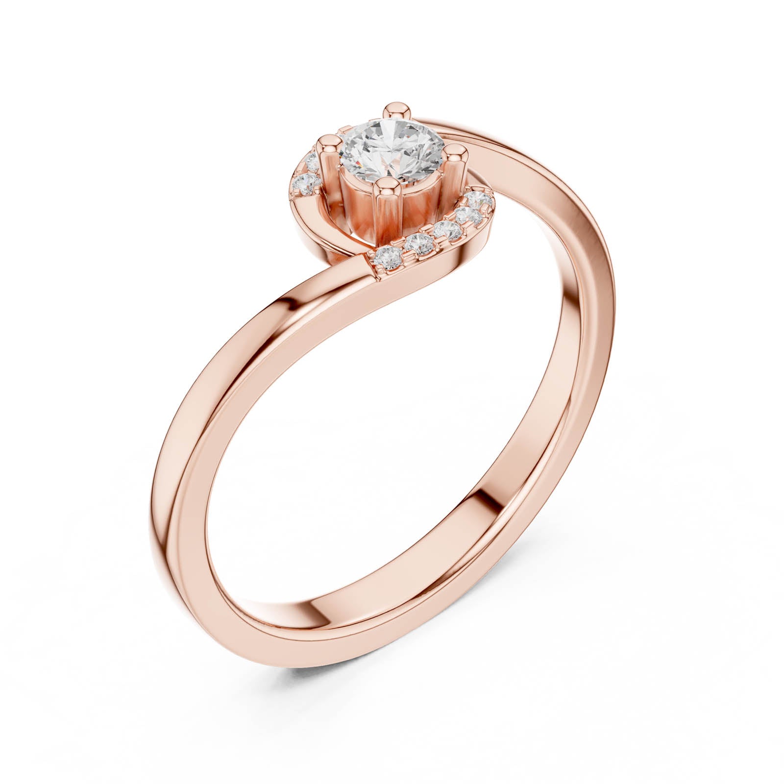 .20 Ct. Round Diamond Swirl Ring with Pavé Accents (DDLR-841)