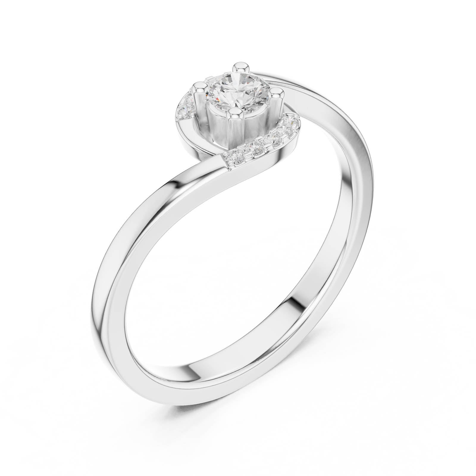 .20 Ct. Round Diamond Swirl Ring with Pavé Accents (DDLR-841) 4