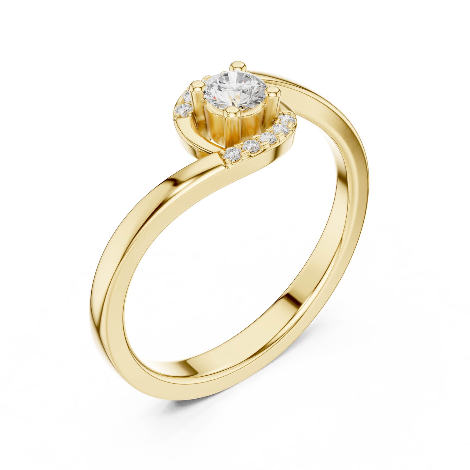 .20 Ct. Round Diamond Swirl Ring with Pavé Accents (DDLR-841) 6