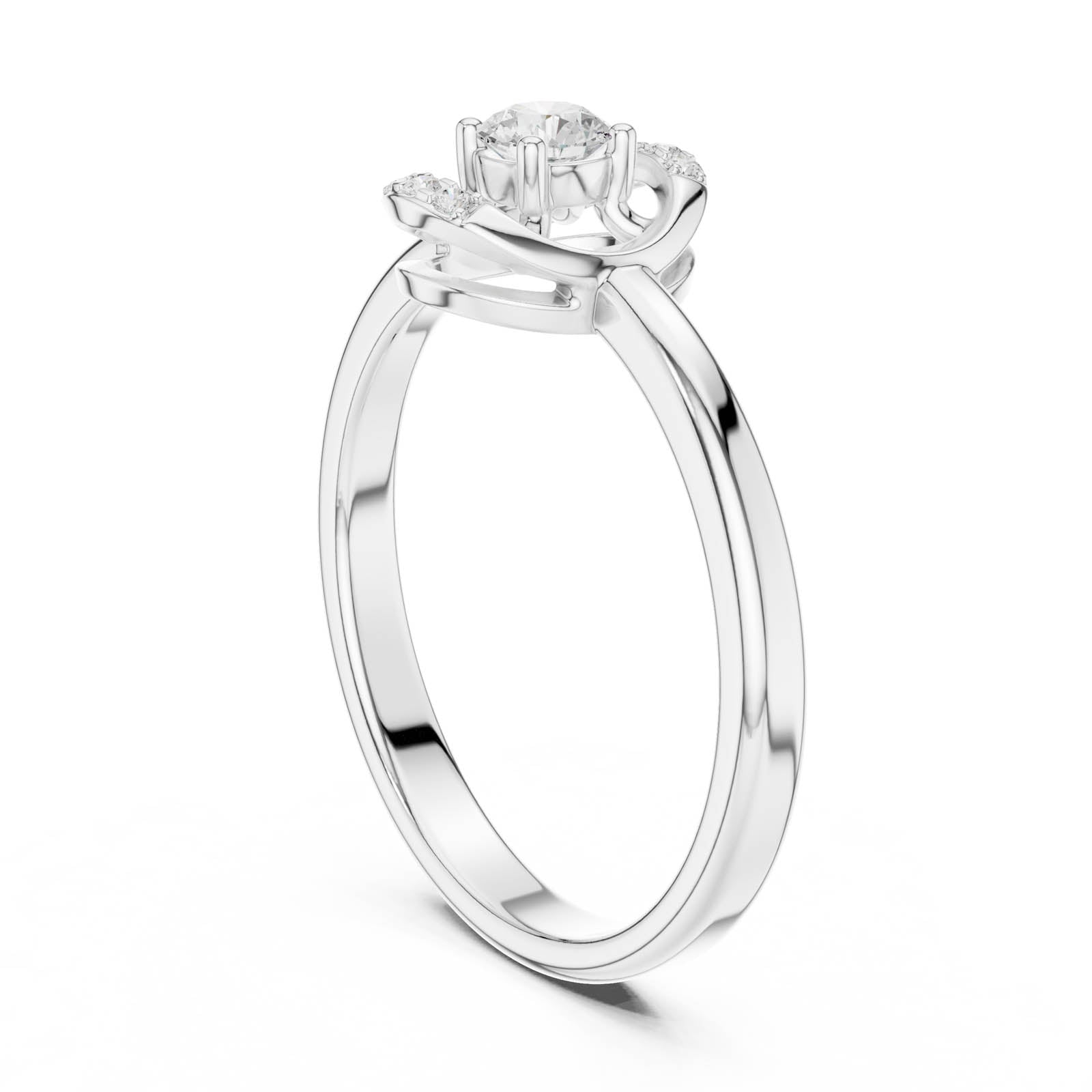.18 Ct. Round Diamond Ring with Geometric Open Frame Design (DDLR-844) 10