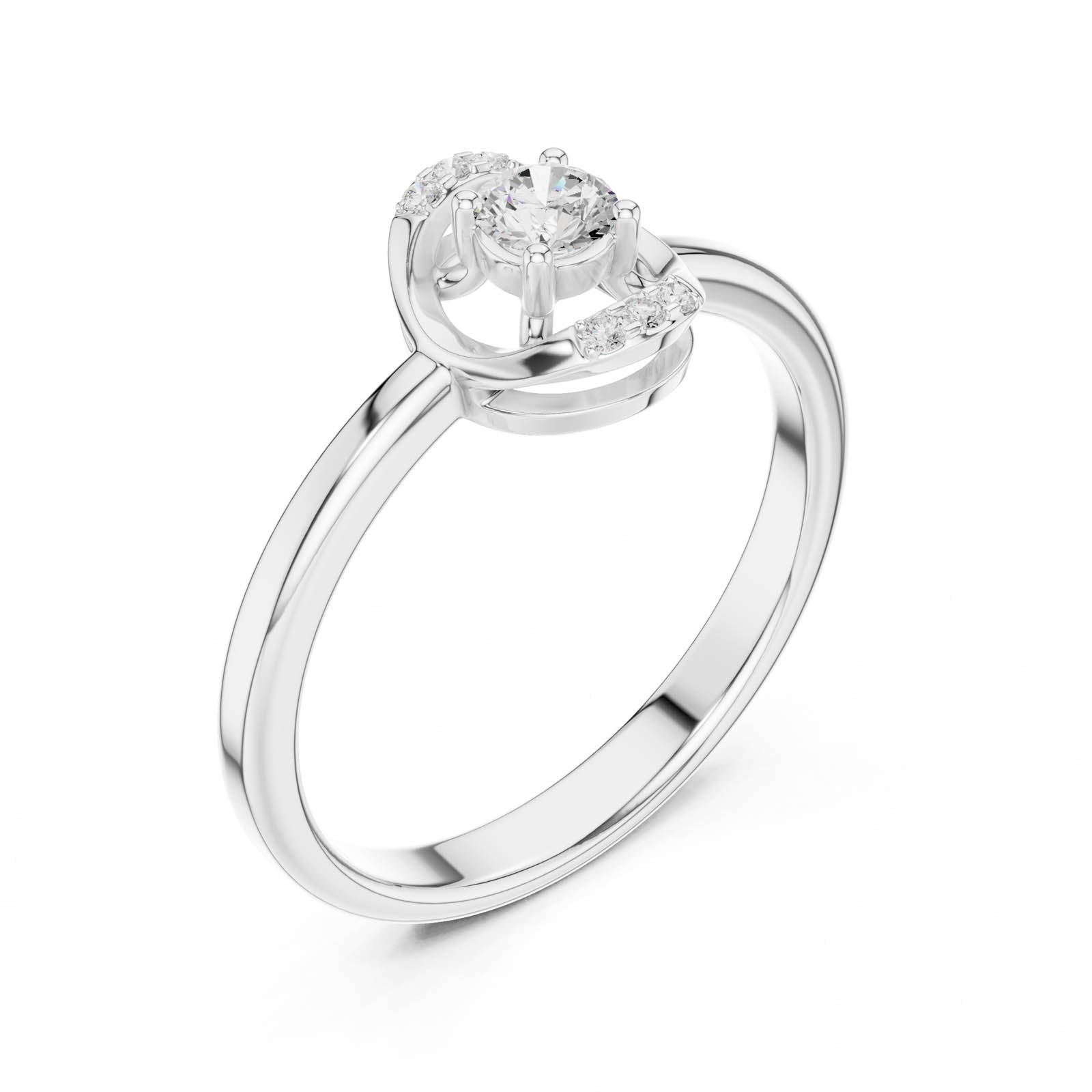 .18 Ct. Round Diamond Ring with Geometric Open Frame Design (DDLR-844) 4