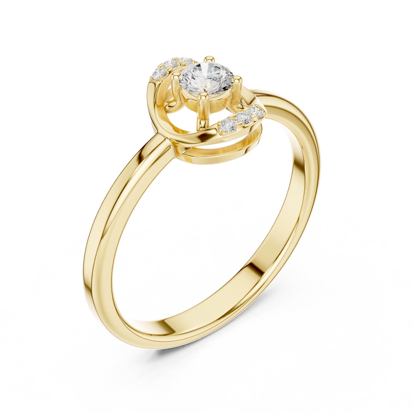 .18 Ct. Round Diamond Ring with Geometric Open Frame Design (DDLR-844) 12