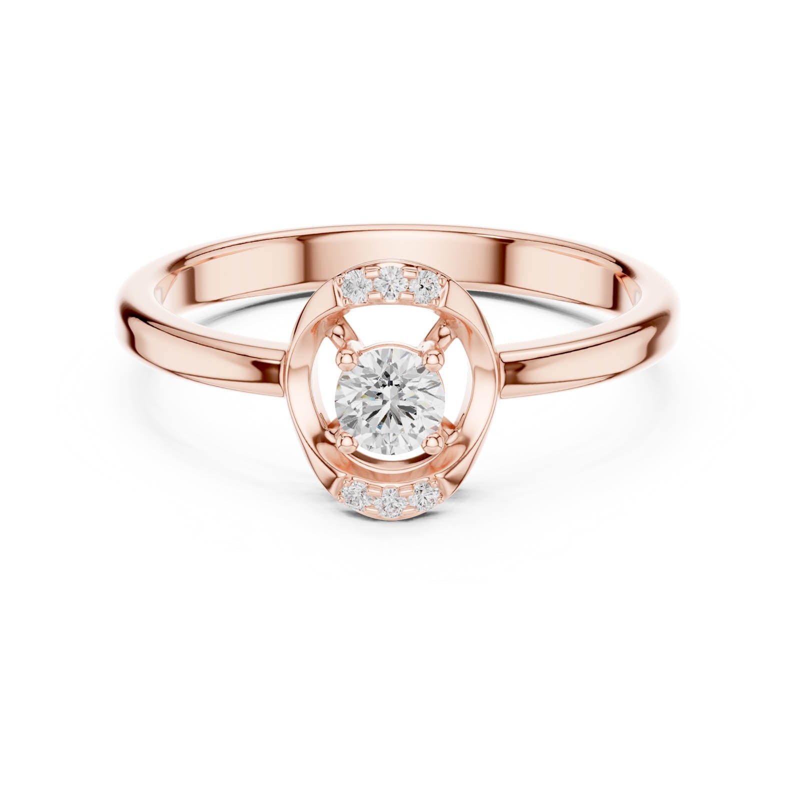 .18 Ct. Round Diamond Ring with Geometric Open Frame Design (DDLR-844) 11