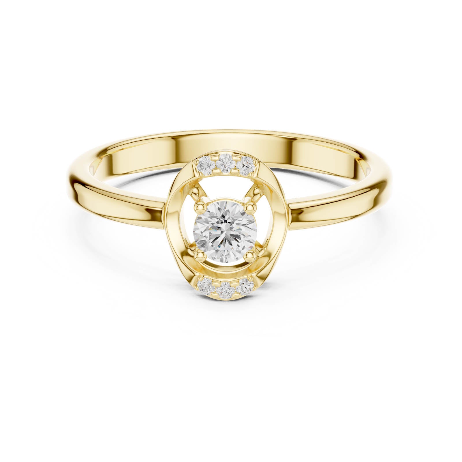 .18 Ct. Round Diamond Ring with Geometric Open Frame Design (DDLR-844) 5