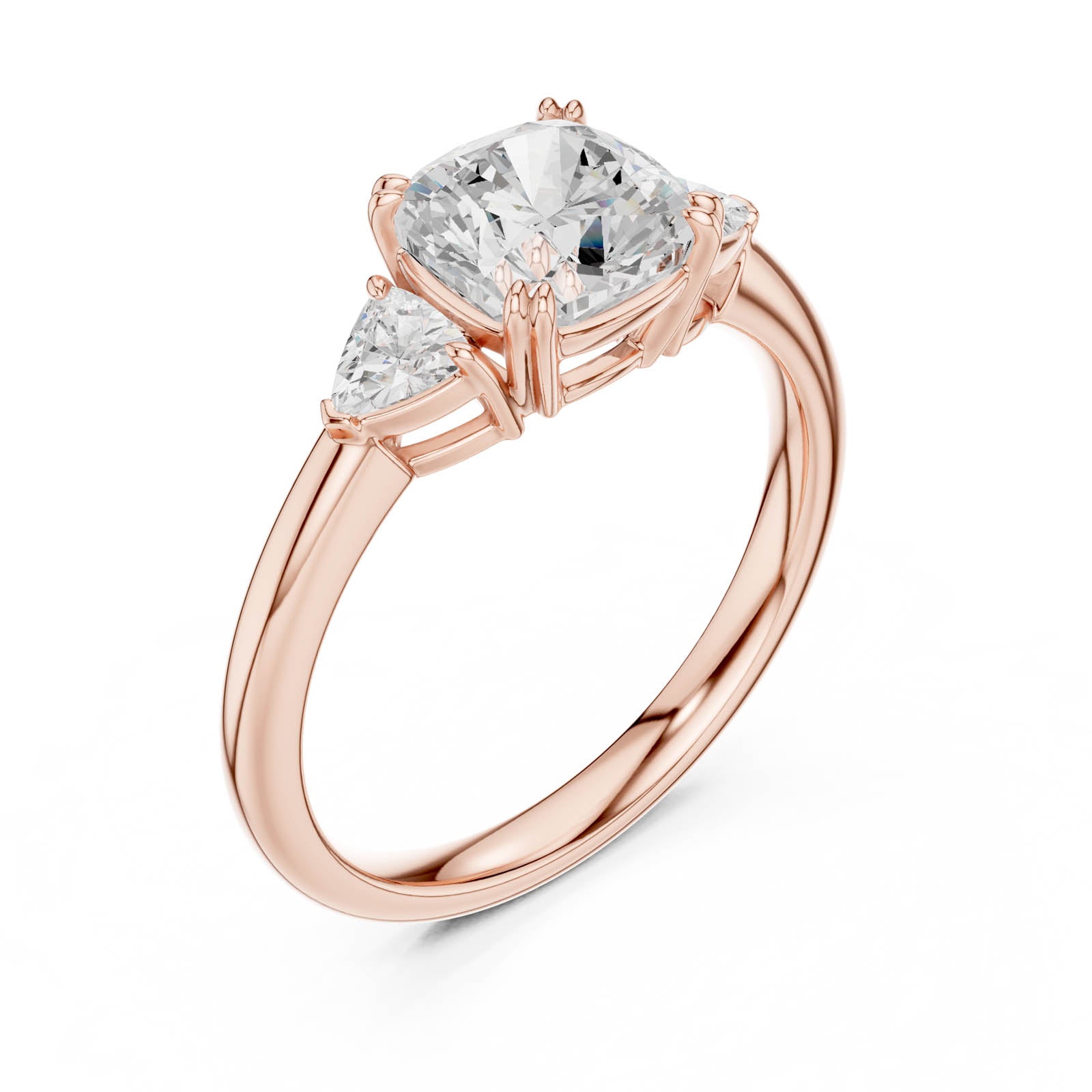 2.40 Ct. Cushion Square Diamond Three-Stone Ring with Trillion Side Stones (DDLR-850) 9