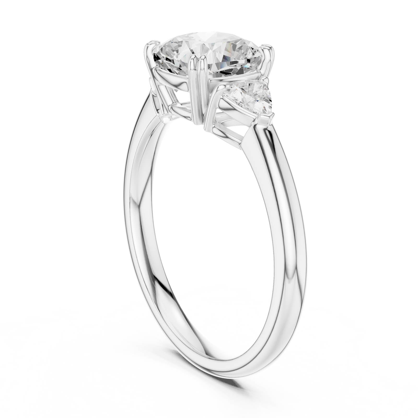 2.40 Ct. Cushion Square Diamond Three-Stone Ring with Trillion Side Stones (DDLR-850) 10