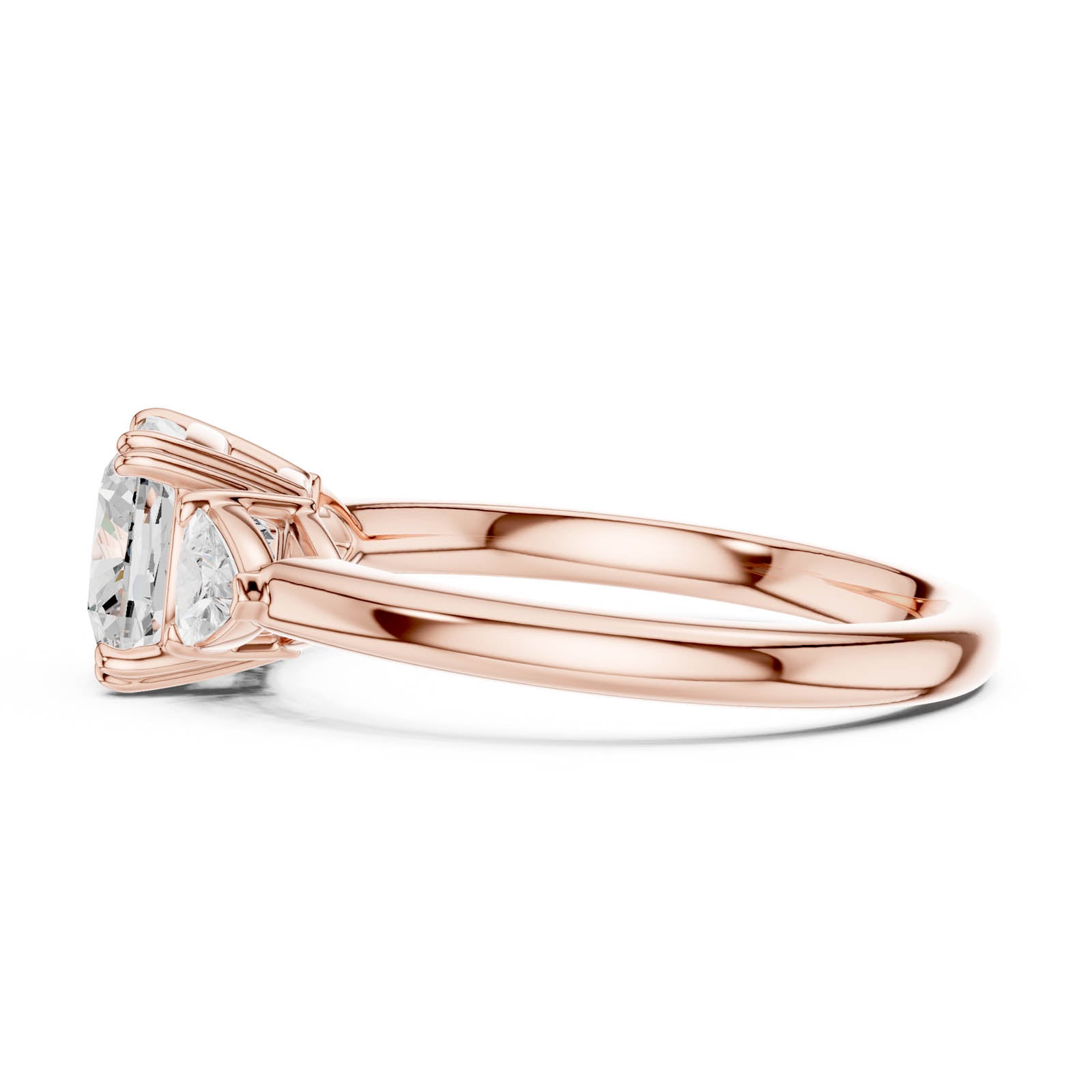 2.40 Ct. Cushion Square Diamond Three-Stone Ring with Trillion Side Stones (DDLR-850) 3
