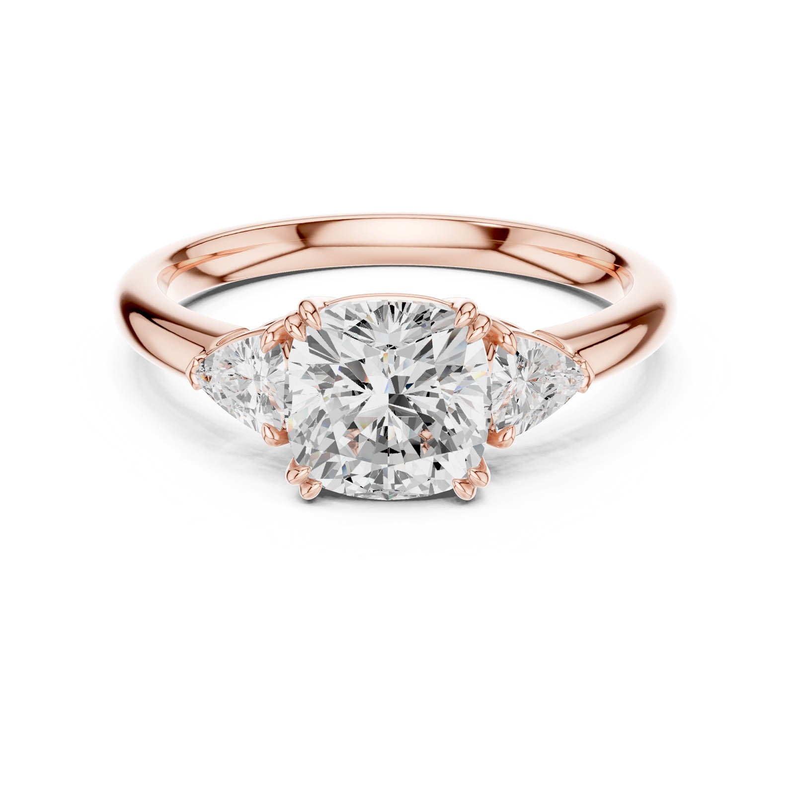 2.40 Ct. Cushion Square Diamond Three-Stone Ring with Trillion Side Stones (DDLR-850) 4
