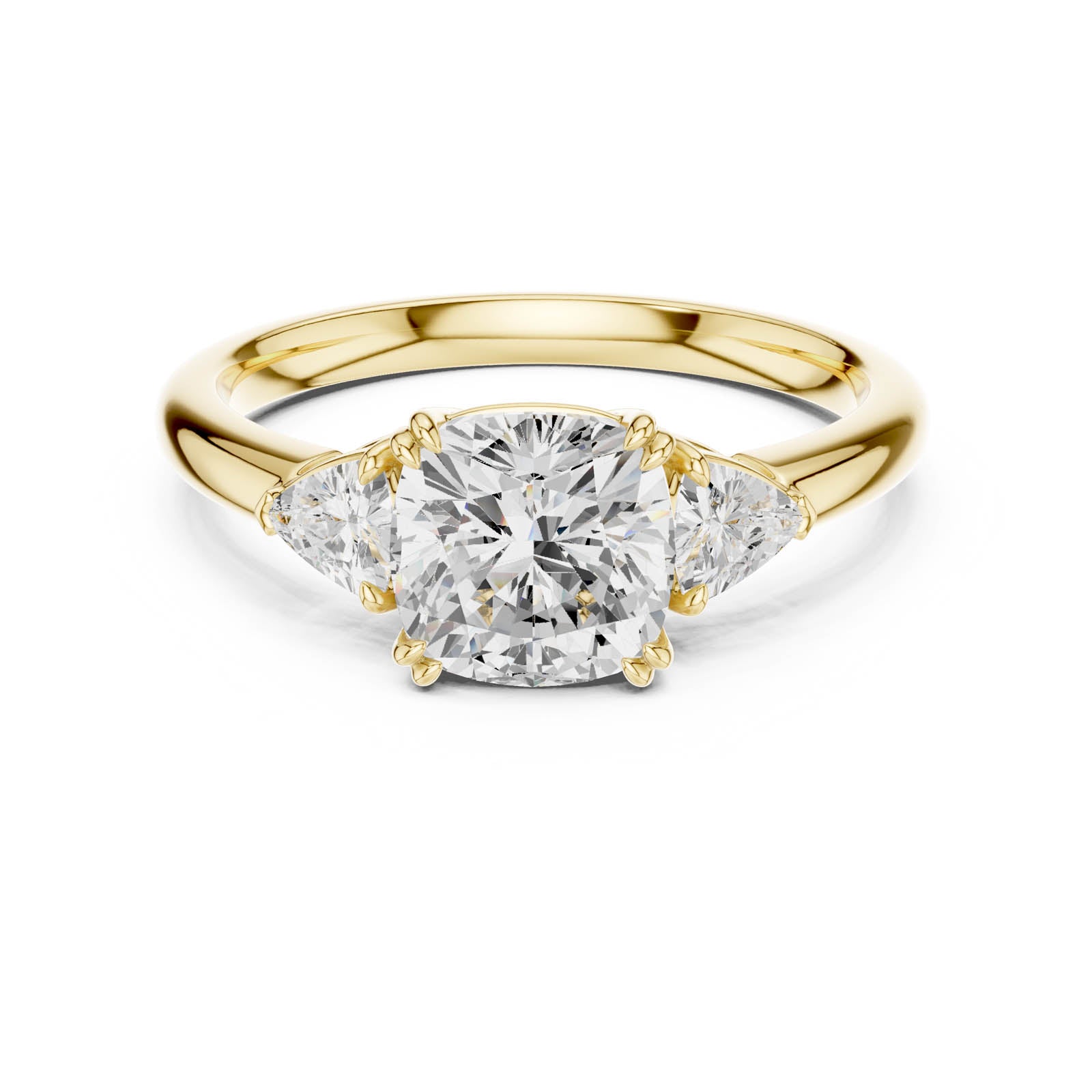2.40 Ct. Cushion Square Diamond Three-Stone Ring with Trillion Side Stones (DDLR-850) 7