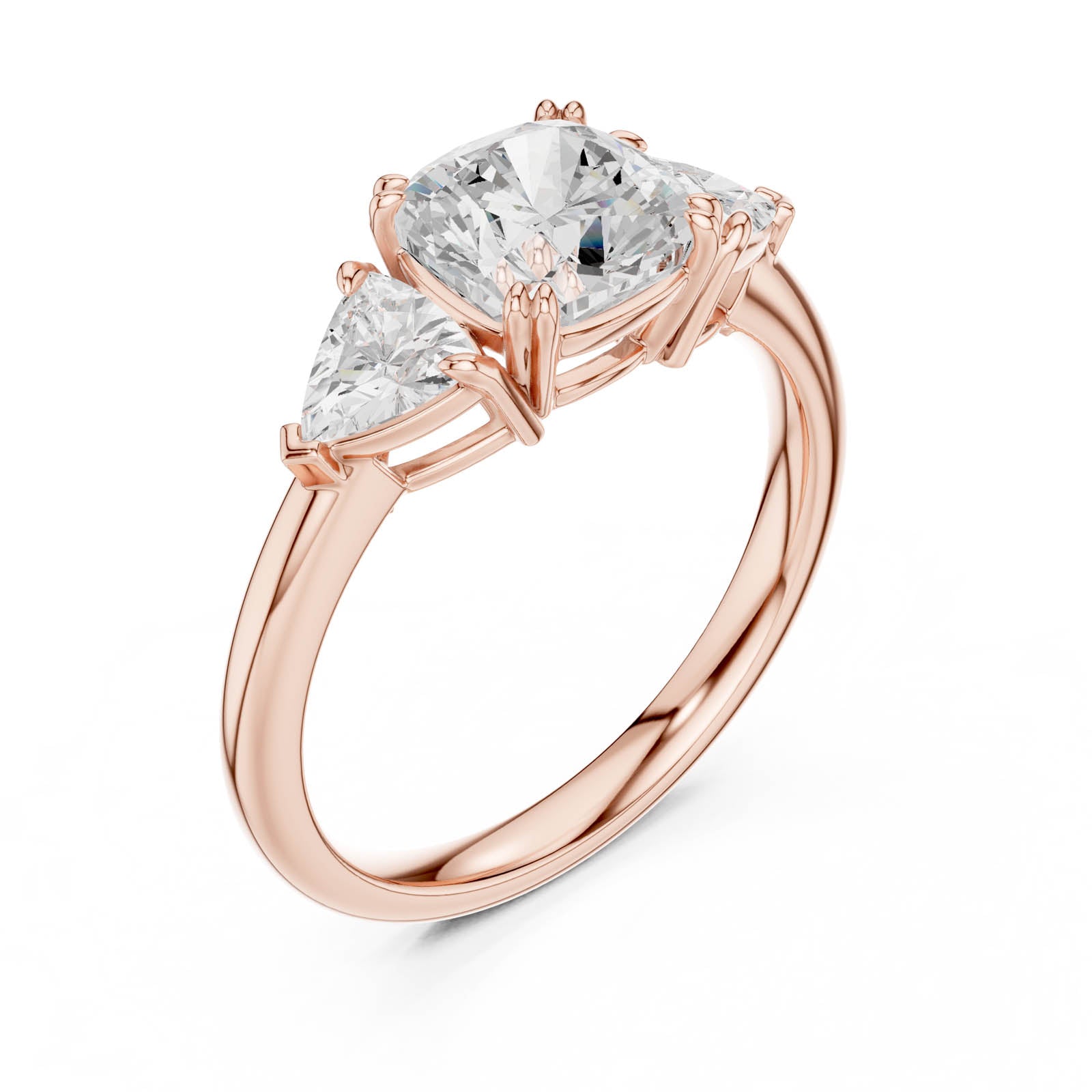 2.60 Ct. Cushion Square Diamond Three-Stone Ring with Trillion Side Stones (DDLR-853) 7