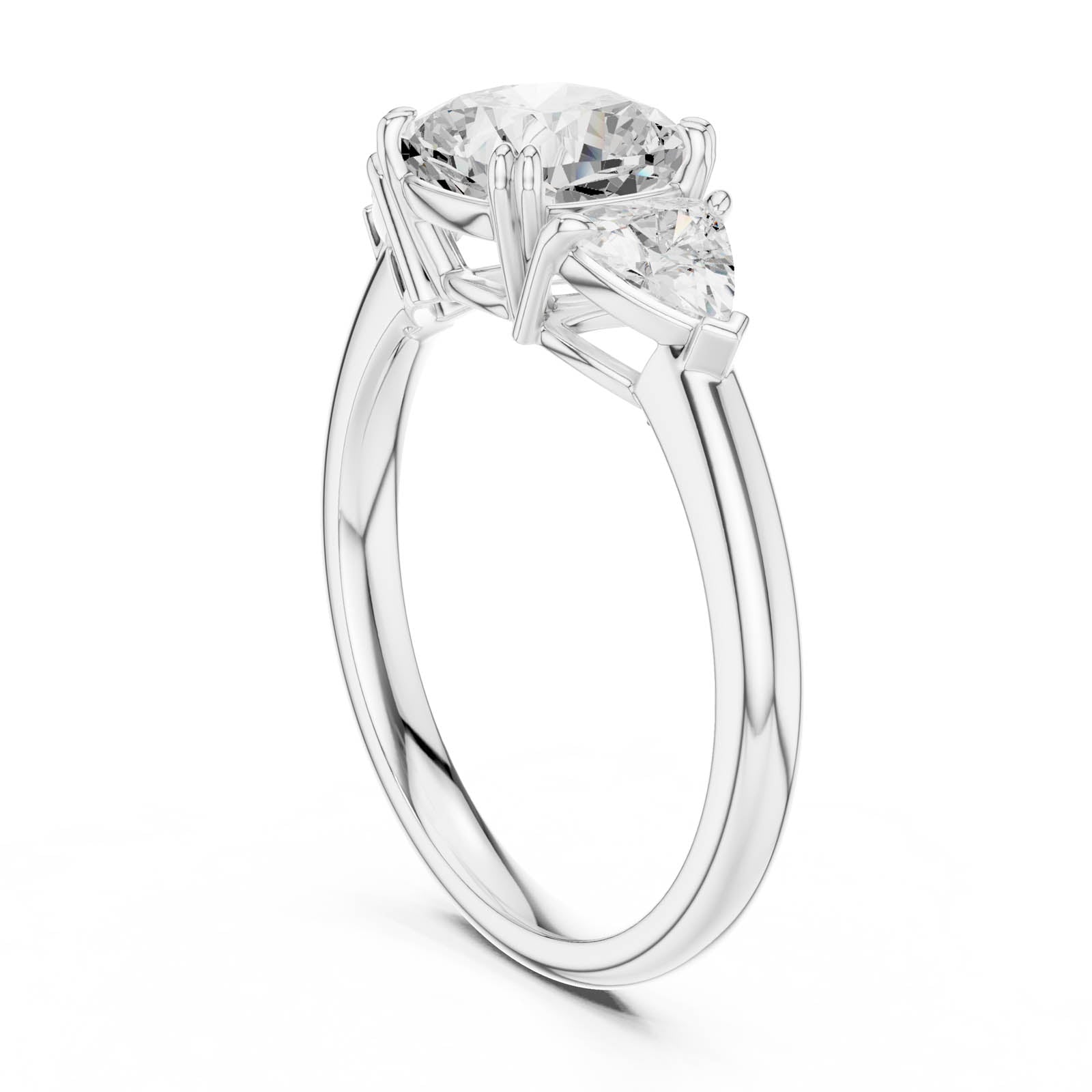 2.60 Ct. Cushion Square Diamond Three-Stone Ring with Trillion Side Stones (DDLR-853) 8