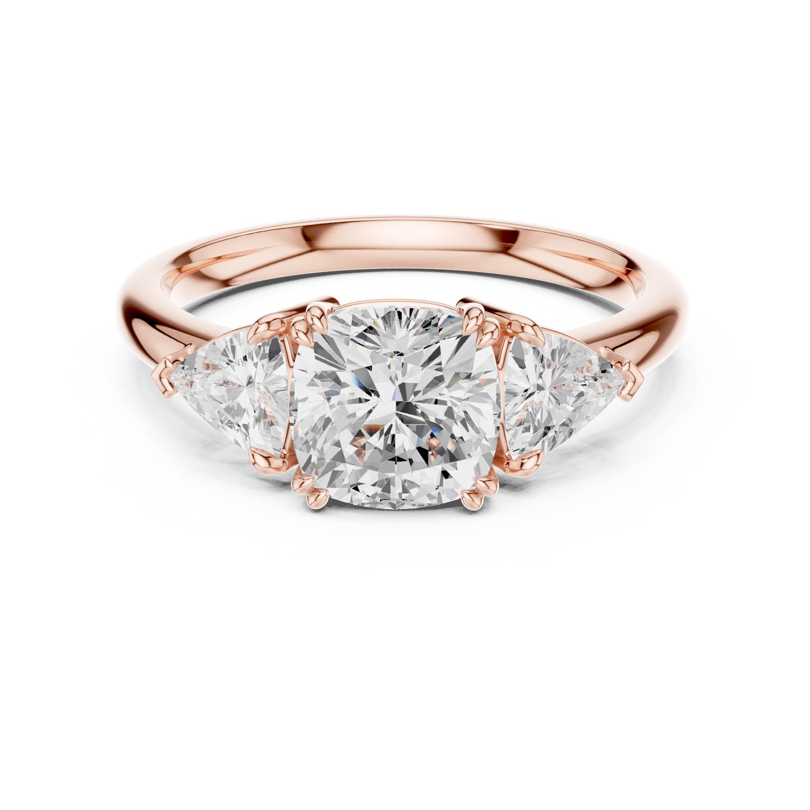 2.60 Ct. Cushion Square Diamond Three-Stone Ring with Trillion Side Stones (DDLR-853) 12