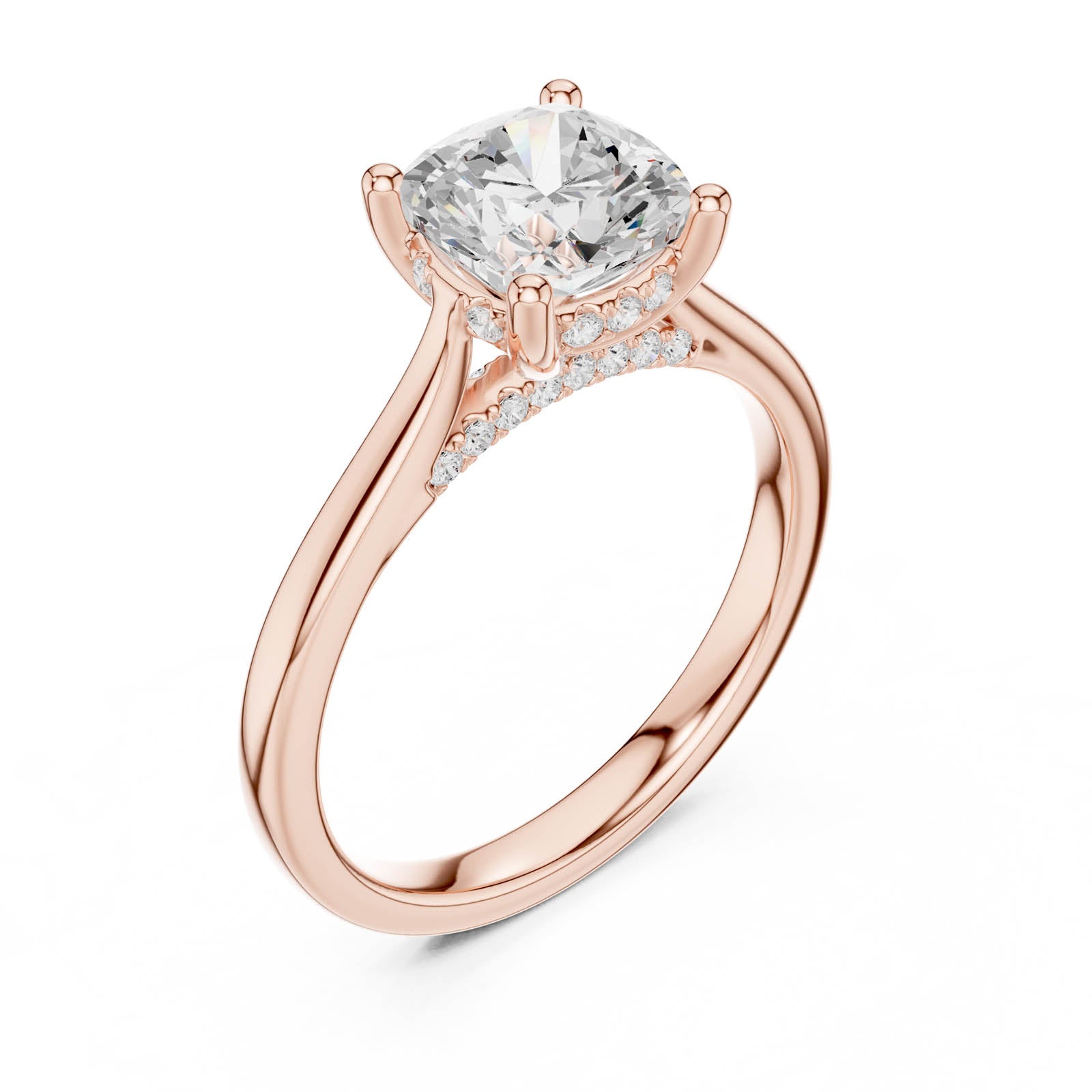 2.15 Ct. Cushion Diamond Solitaire Ring with Hidden Halo Setting (DDLR-854) 9