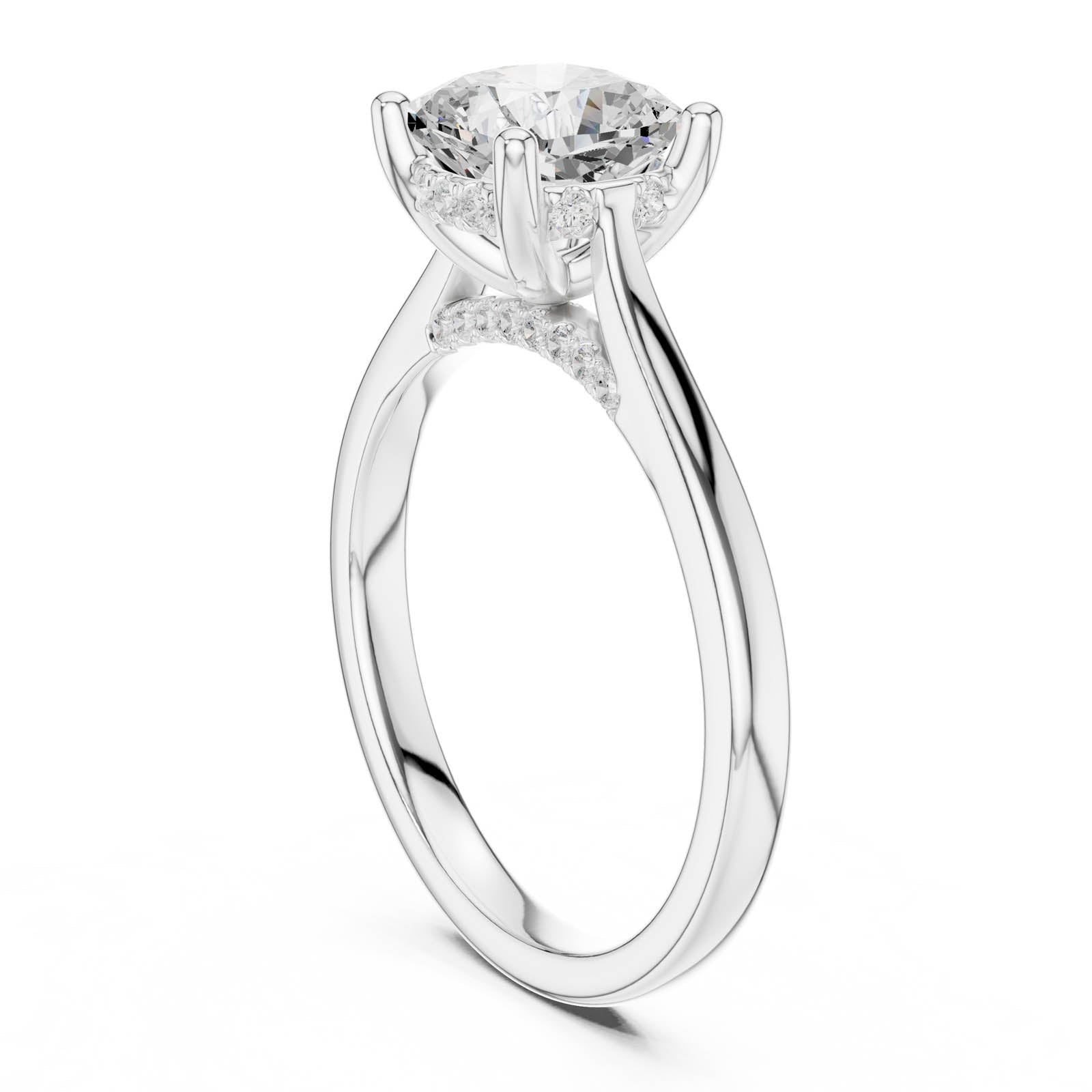 2.15 Ct. Cushion Diamond Solitaire Ring with Hidden Halo Setting (DDLR-854) 10