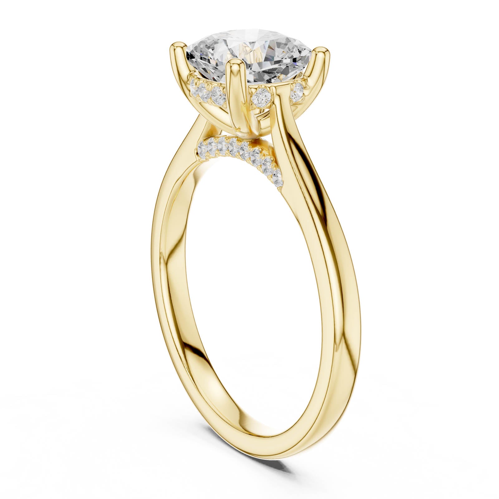 2.15 Ct. Cushion Diamond Solitaire Ring with Hidden Halo Setting (DDLR-854) 12