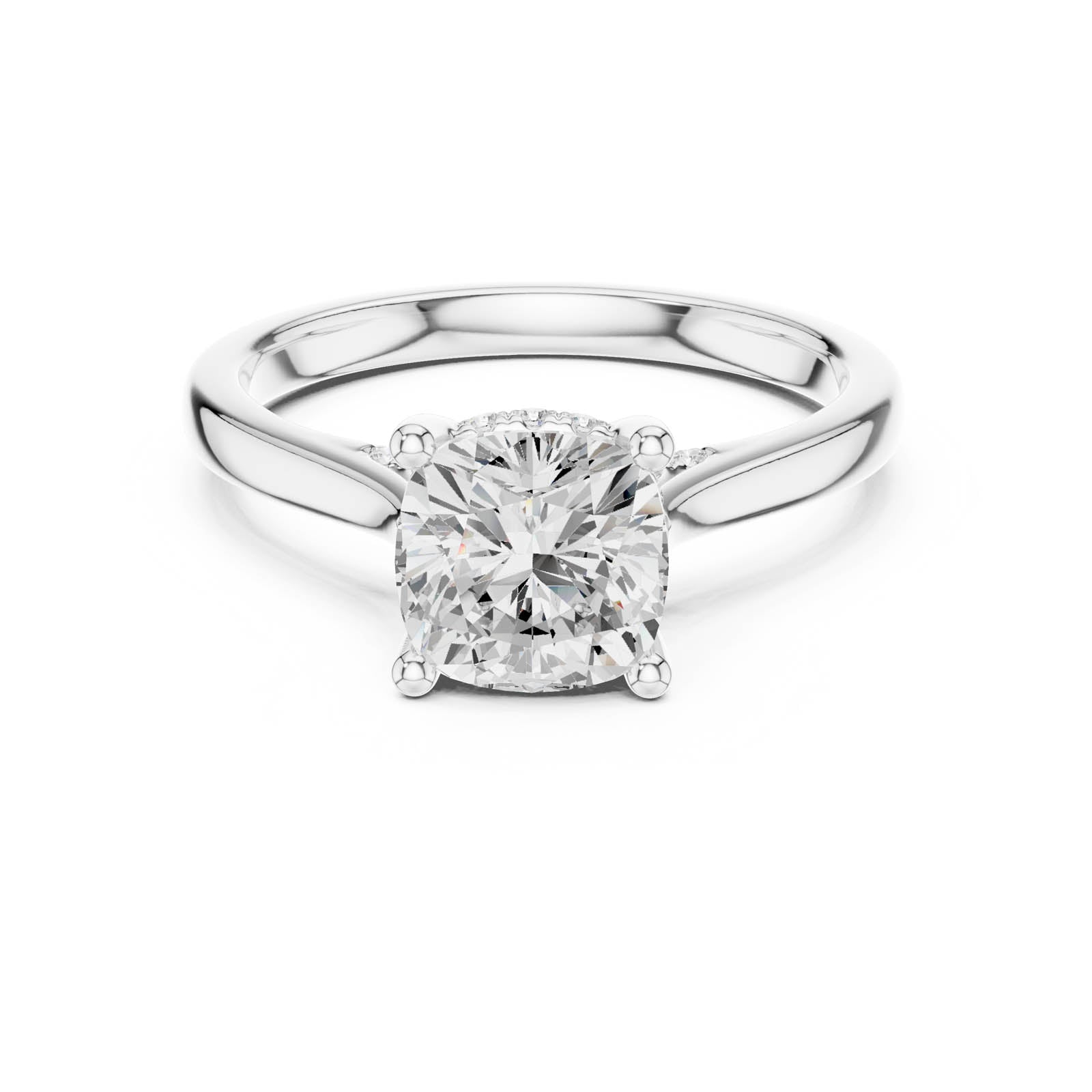 2.15 Ct. Cushion Diamond Solitaire Ring with Hidden Halo Setting (DDLR-854)