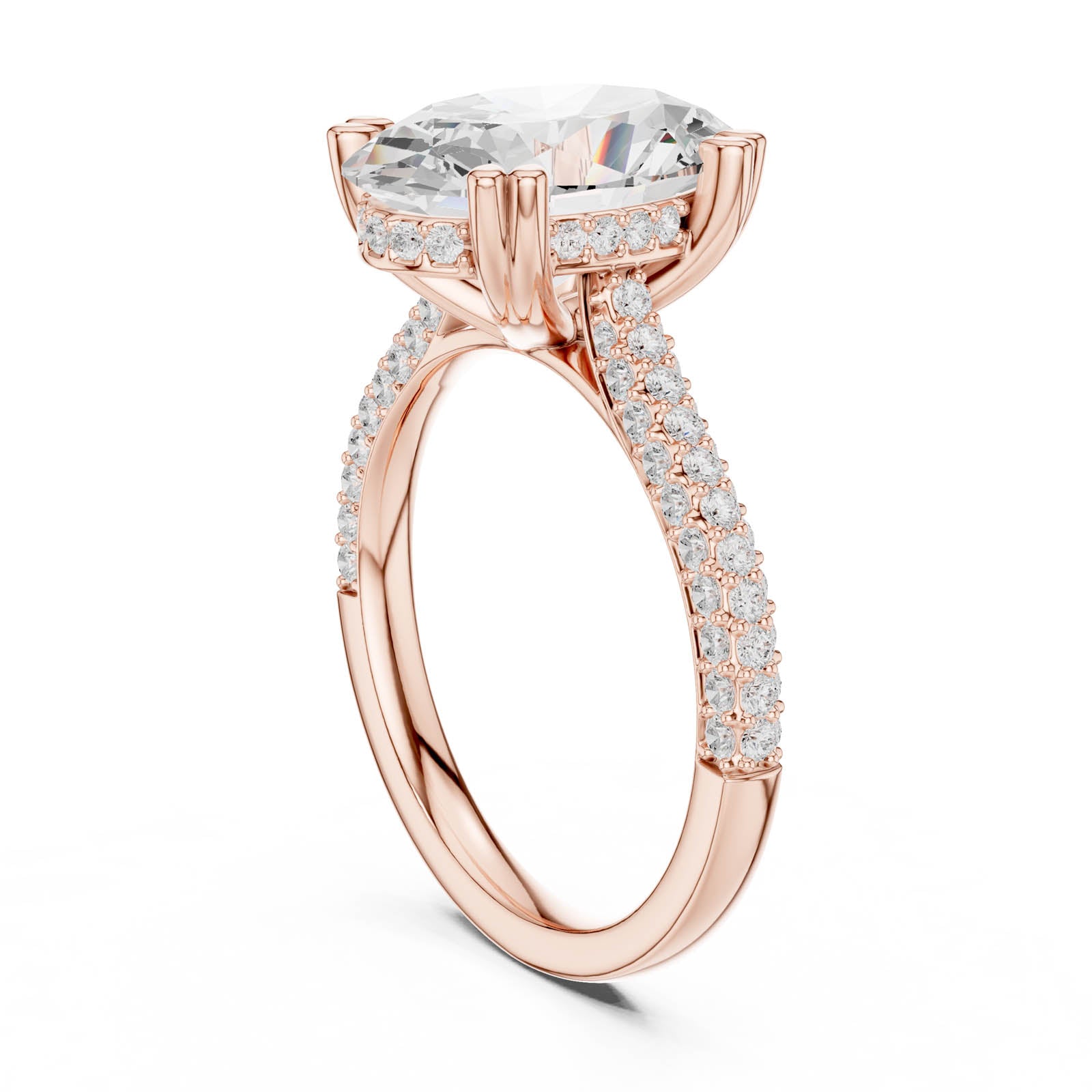 4.77 Ct. Oval Diamond Ring with Hidden Halo and Pavé Band (DDLR-956) 4