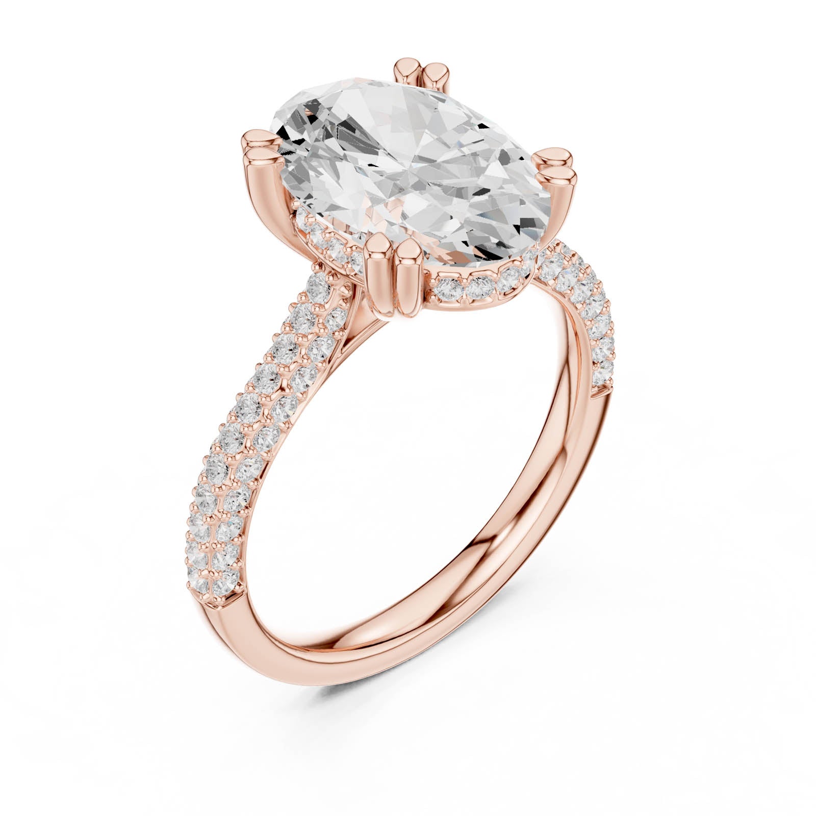 4.77 Ct. Oval Diamond Ring with Hidden Halo and Pavé Band (DDLR-956) 5