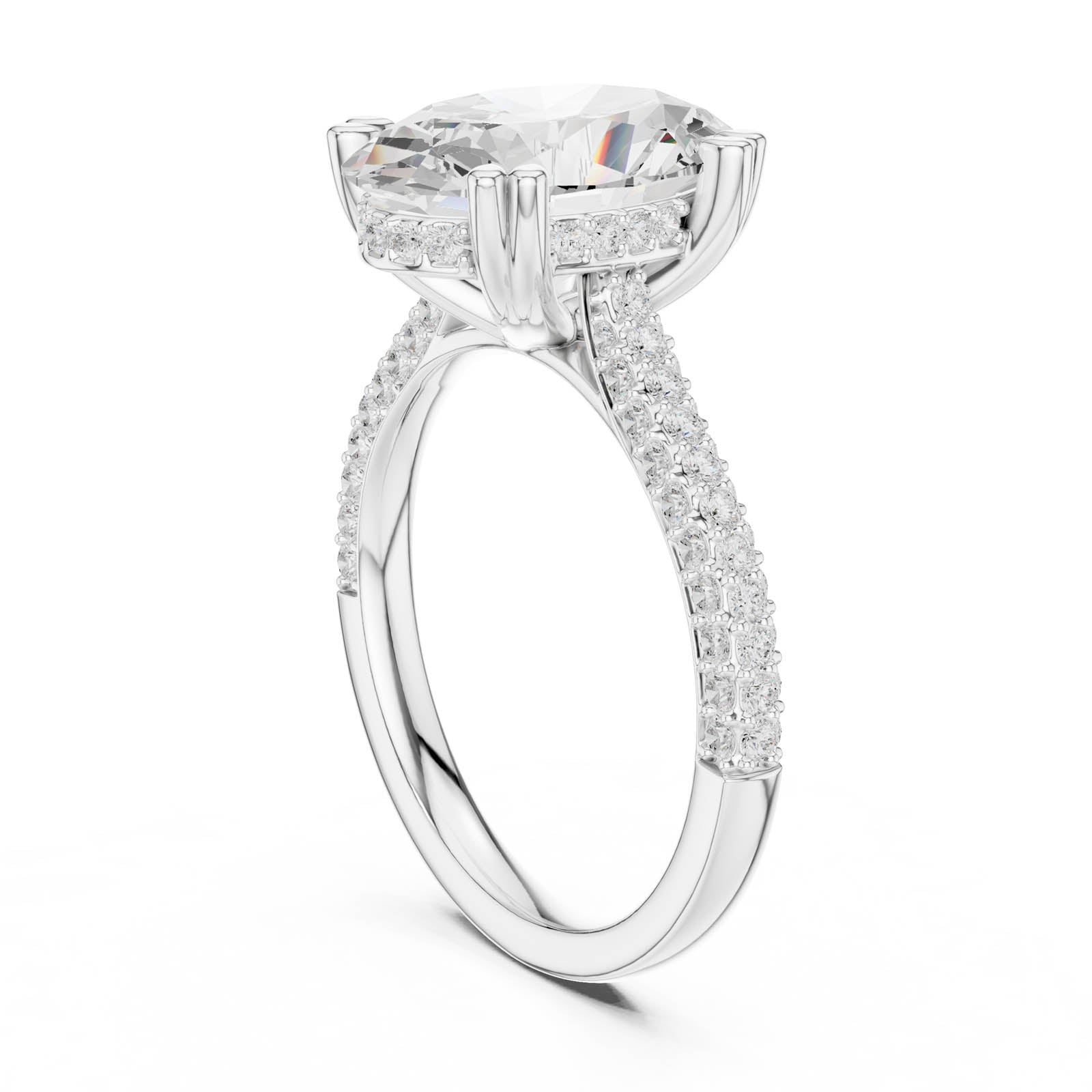 4.77 Ct. Oval Diamond Ring with Hidden Halo and Pavé Band (DDLR-956) 7