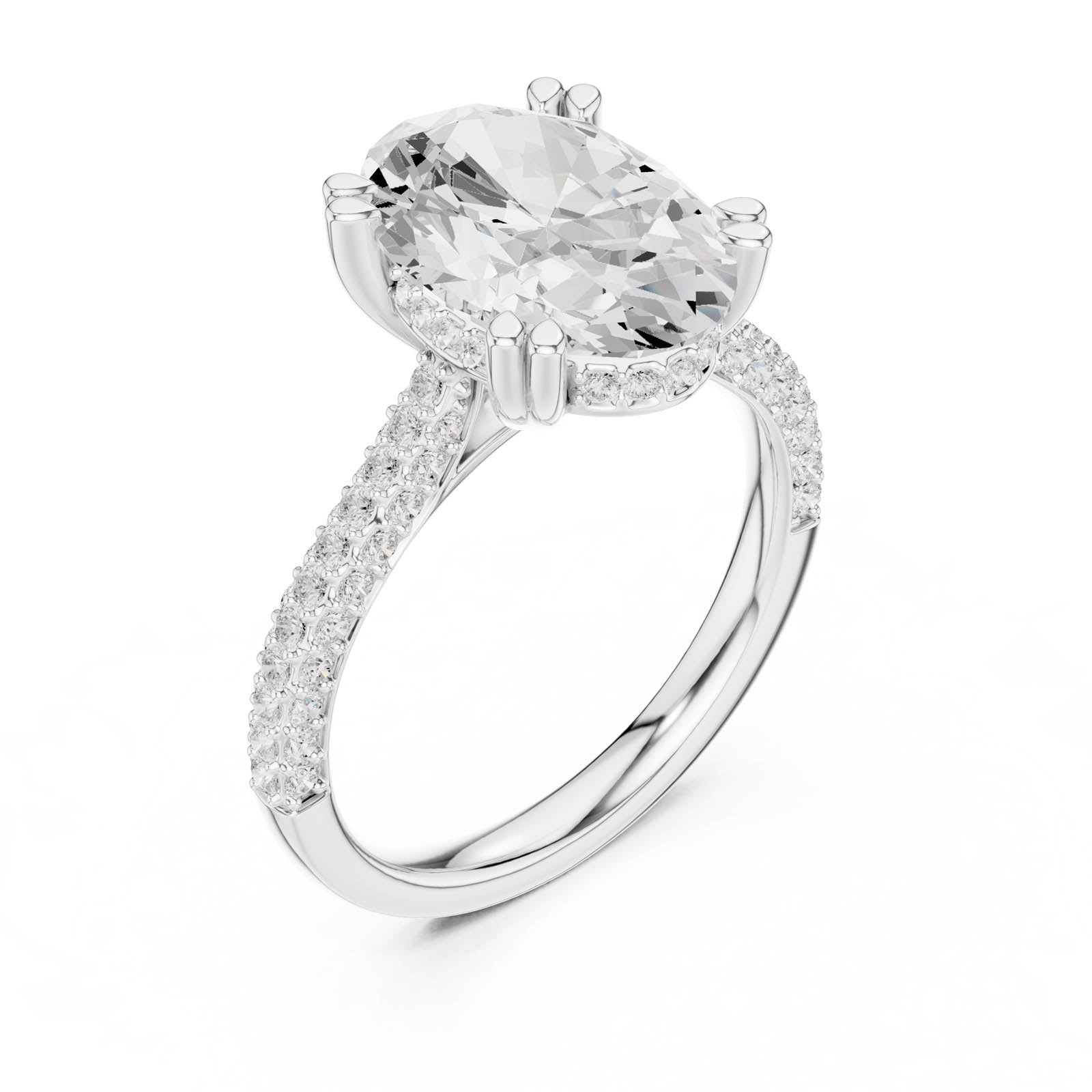 4.77 Ct. Oval Diamond Ring with Hidden Halo and Pavé Band (DDLR-956) 8