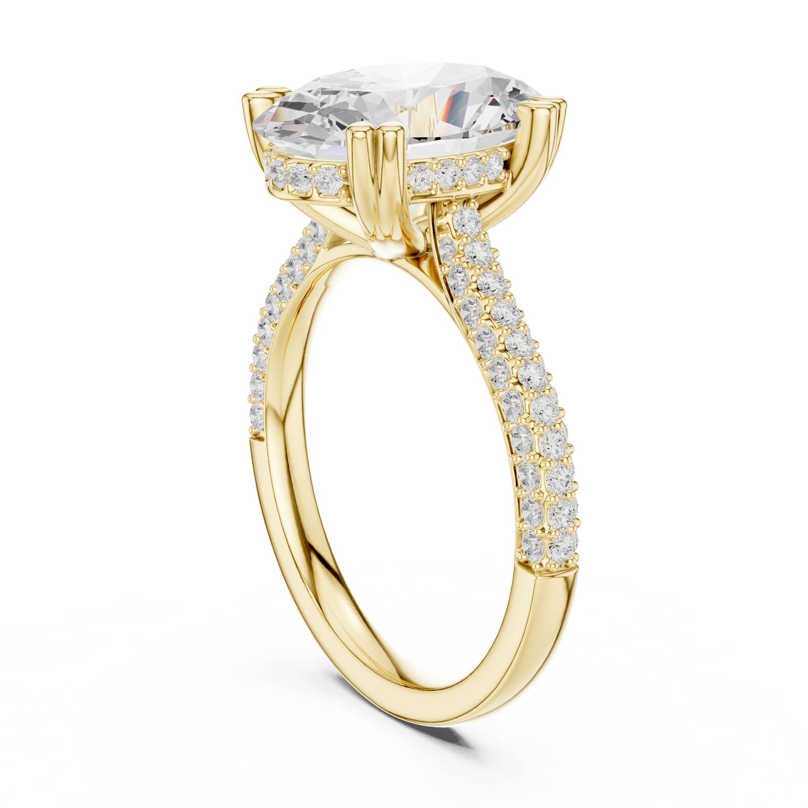 4.77 Ct. Oval Diamond Ring with Hidden Halo and Pavé Band (DDLR-956) 10