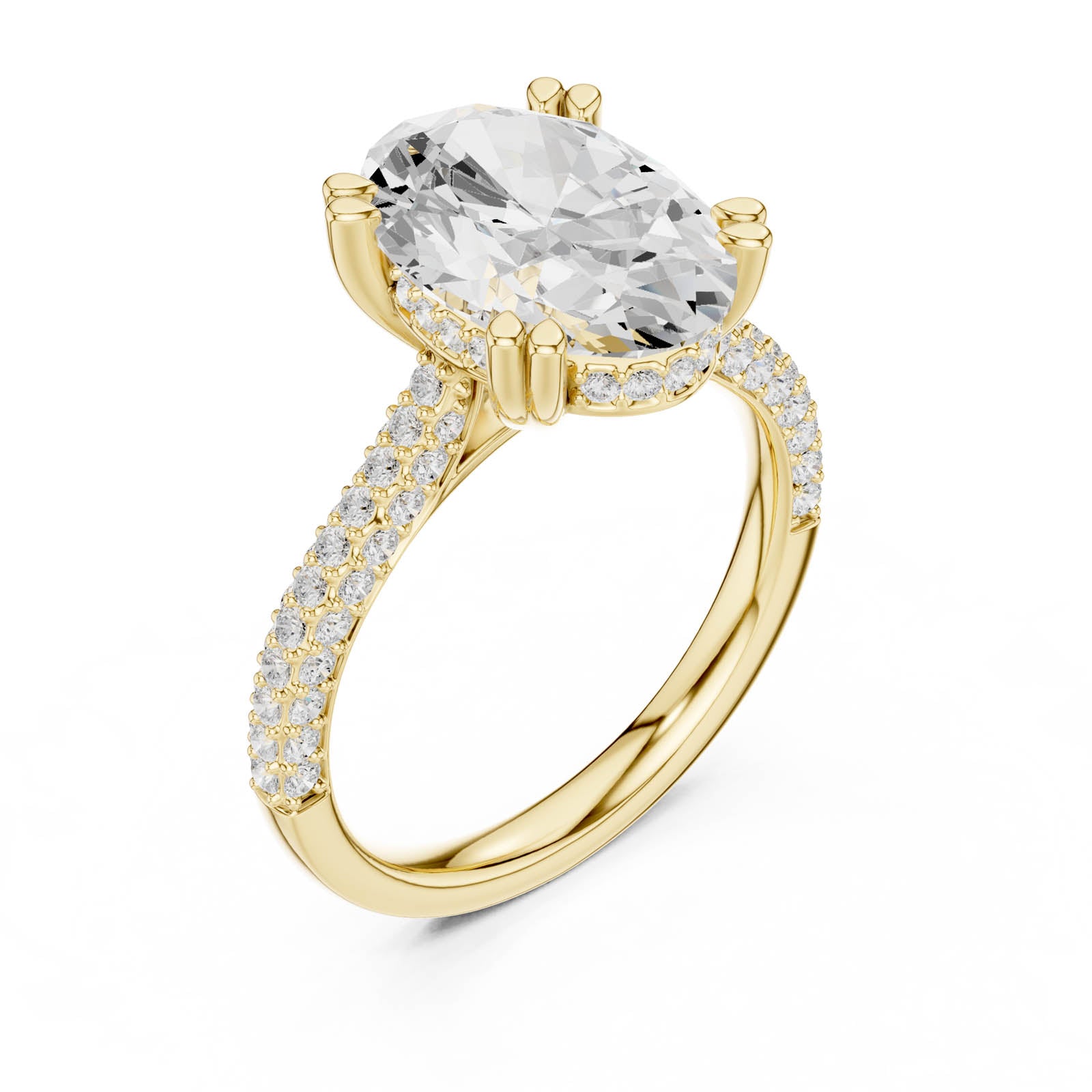 4.77 Ct. Oval Diamond Ring with Hidden Halo and Pavé Band (DDLR-956) 2