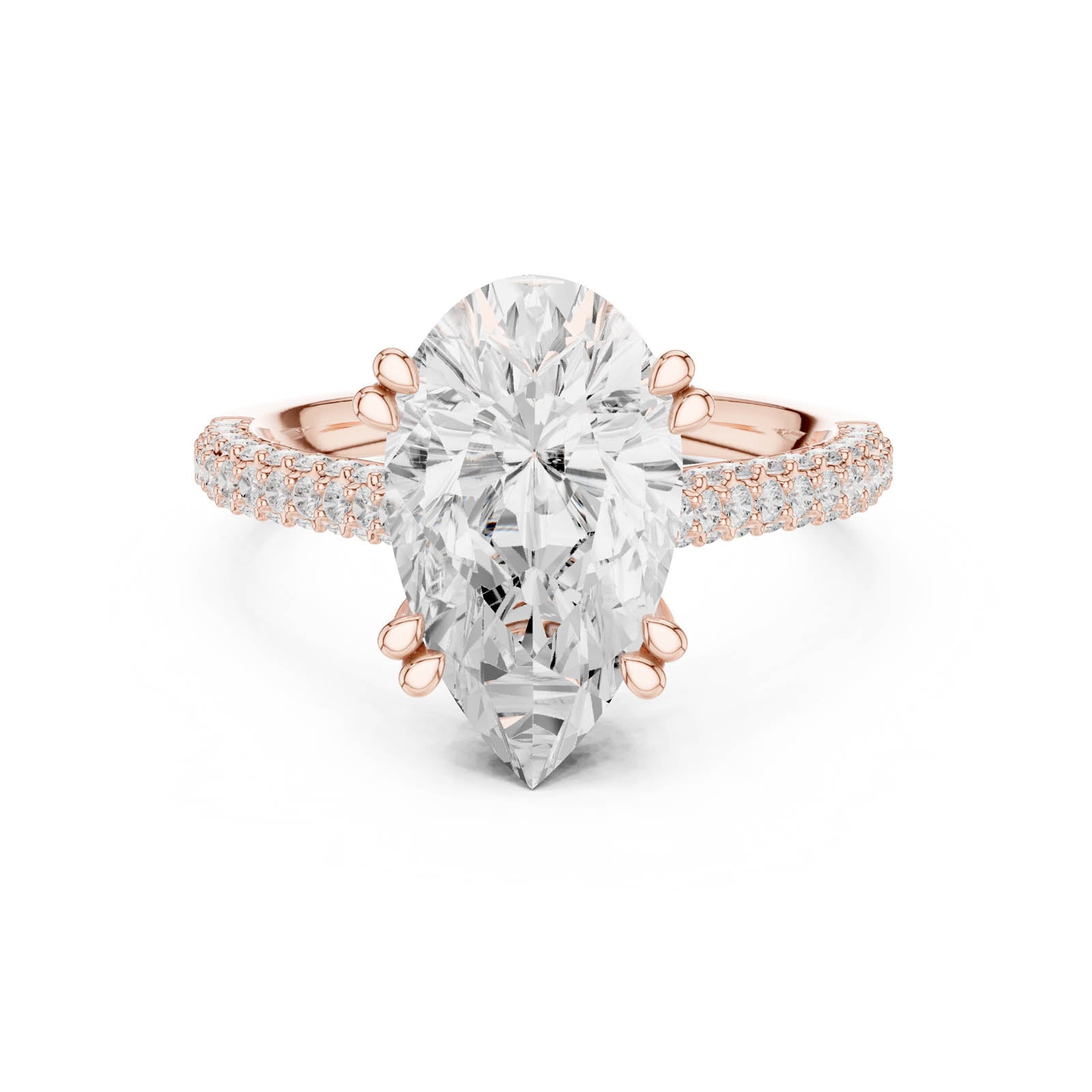 3.82 Ct. Pear Diamond Ring with Hidden Halo and Pavé Band (DDLR-957) 4