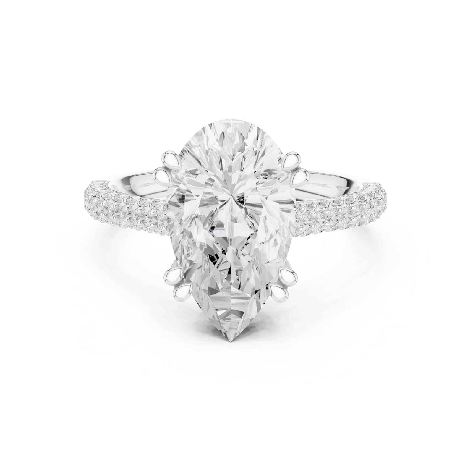 3.82 Ct. Pear Diamond Ring with Hidden Halo and Pavé Band (DDLR-957) 1