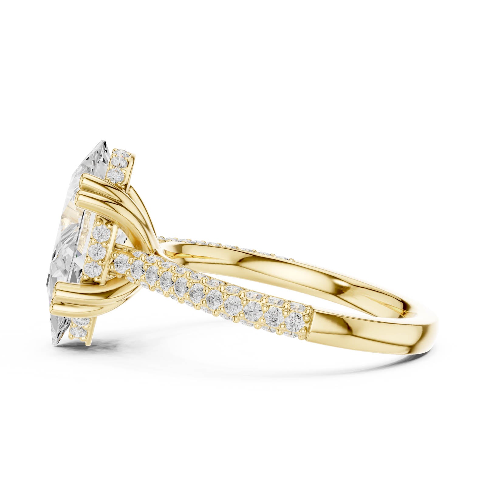 3.82 Ct. Pear Diamond Ring with Hidden Halo and Pavé Band (DDLR-957) 9