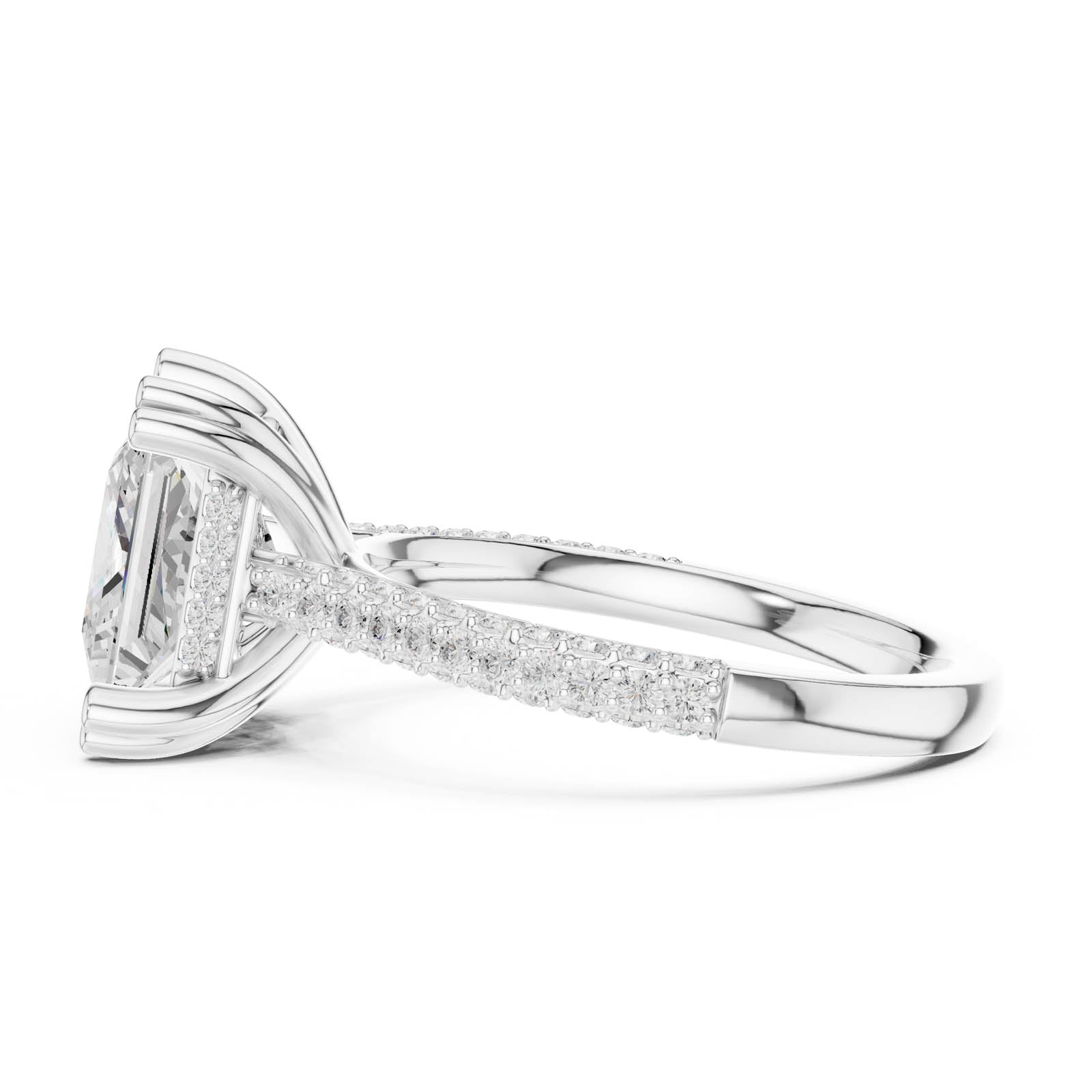 4.45 Ct. Princess Cut Diamond Ring with Hidden Halo and Pavé Band (DDLR-958) 10