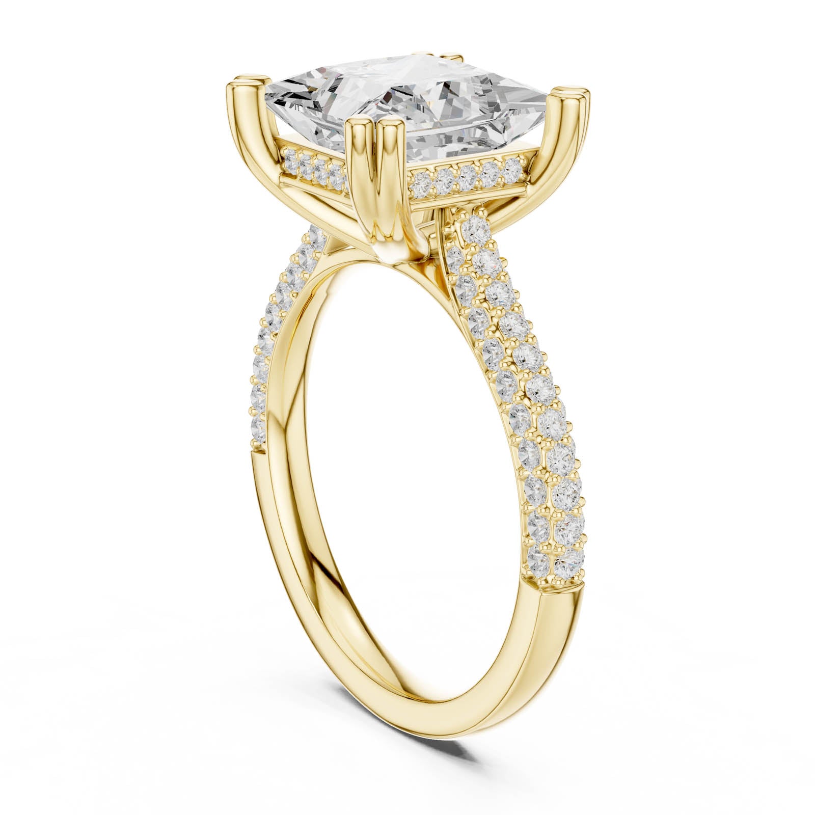 4.45 Ct. Princess Cut Diamond Ring with Hidden Halo and Pavé Band (DDLR-958) 6