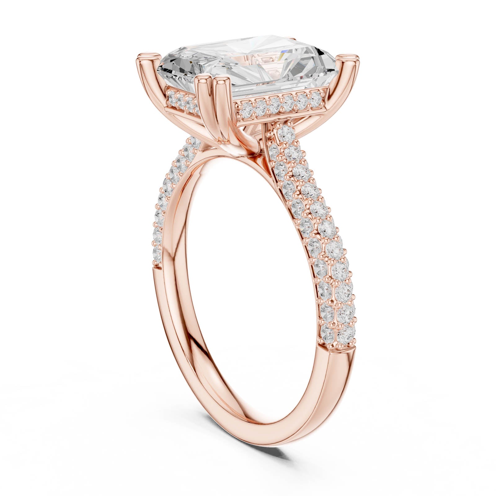 5.26 Ct. Radiant Cut Diamond Ring with Hidden Halo and Pavé Band (DDLR-959) 11