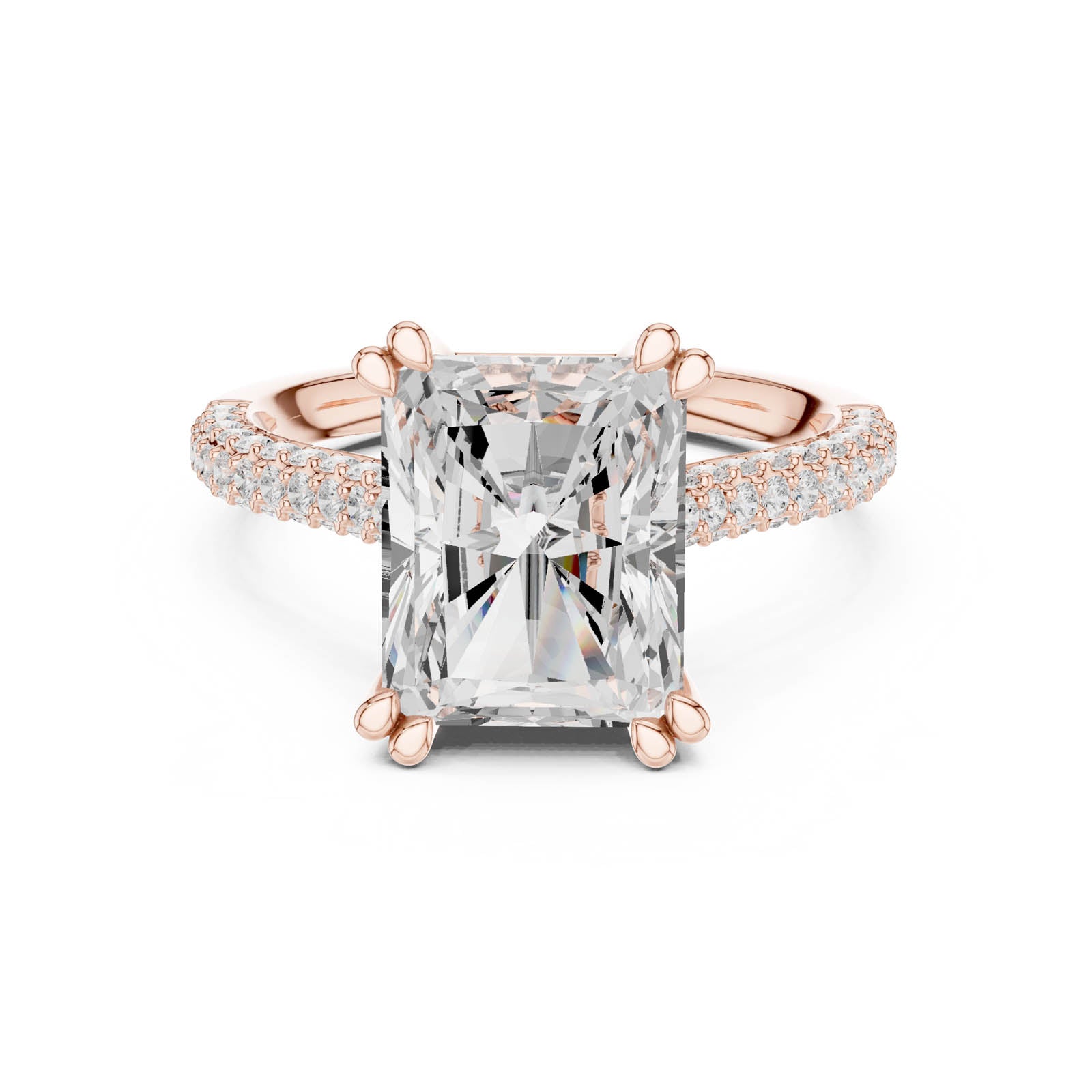 5.26 Ct. Radiant Cut Diamond Ring with Hidden Halo and Pavé Band (DDLR-959) 4
