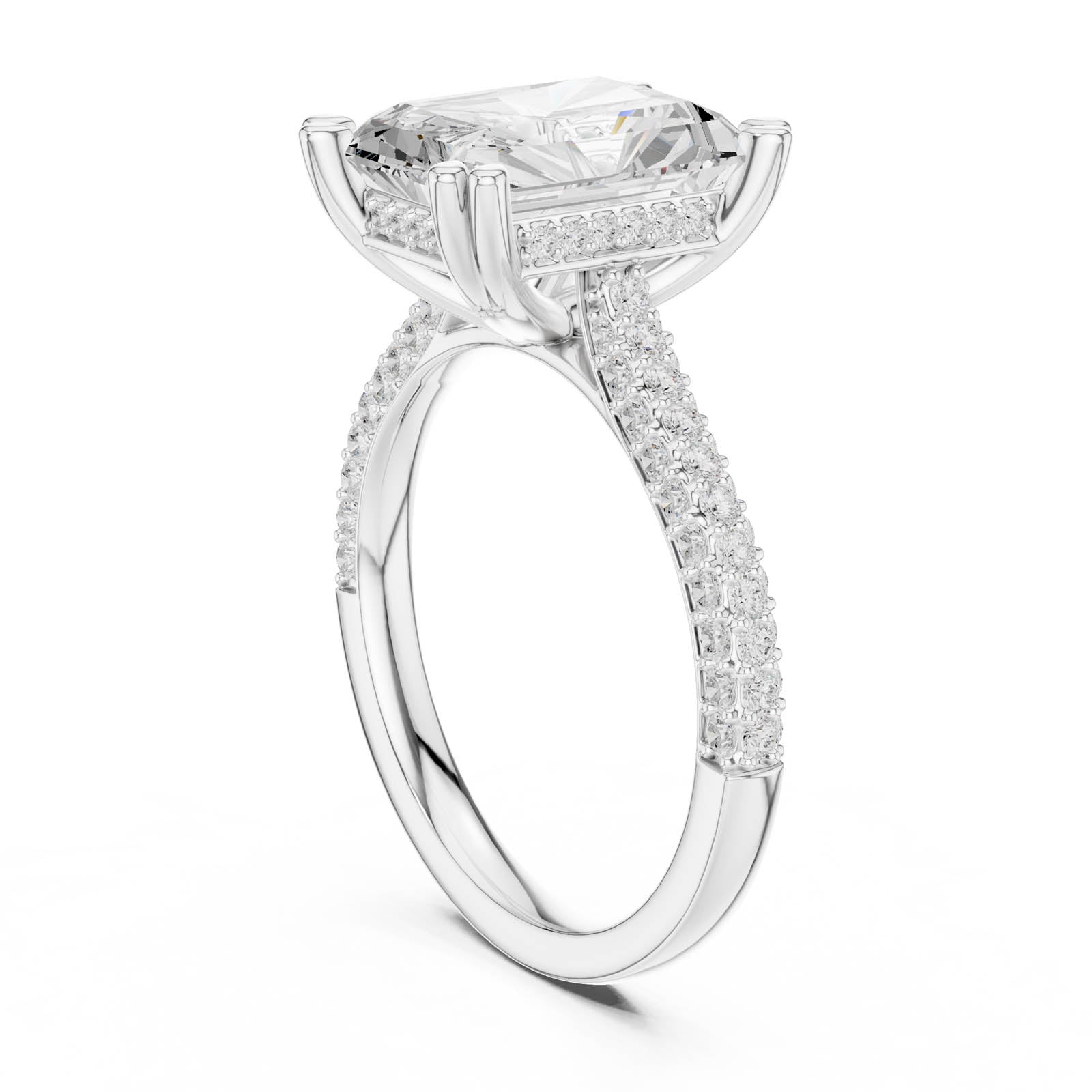 5.26 Ct. Radiant Cut Diamond Ring with Hidden Halo and Pavé Band (DDLR-959) 5
