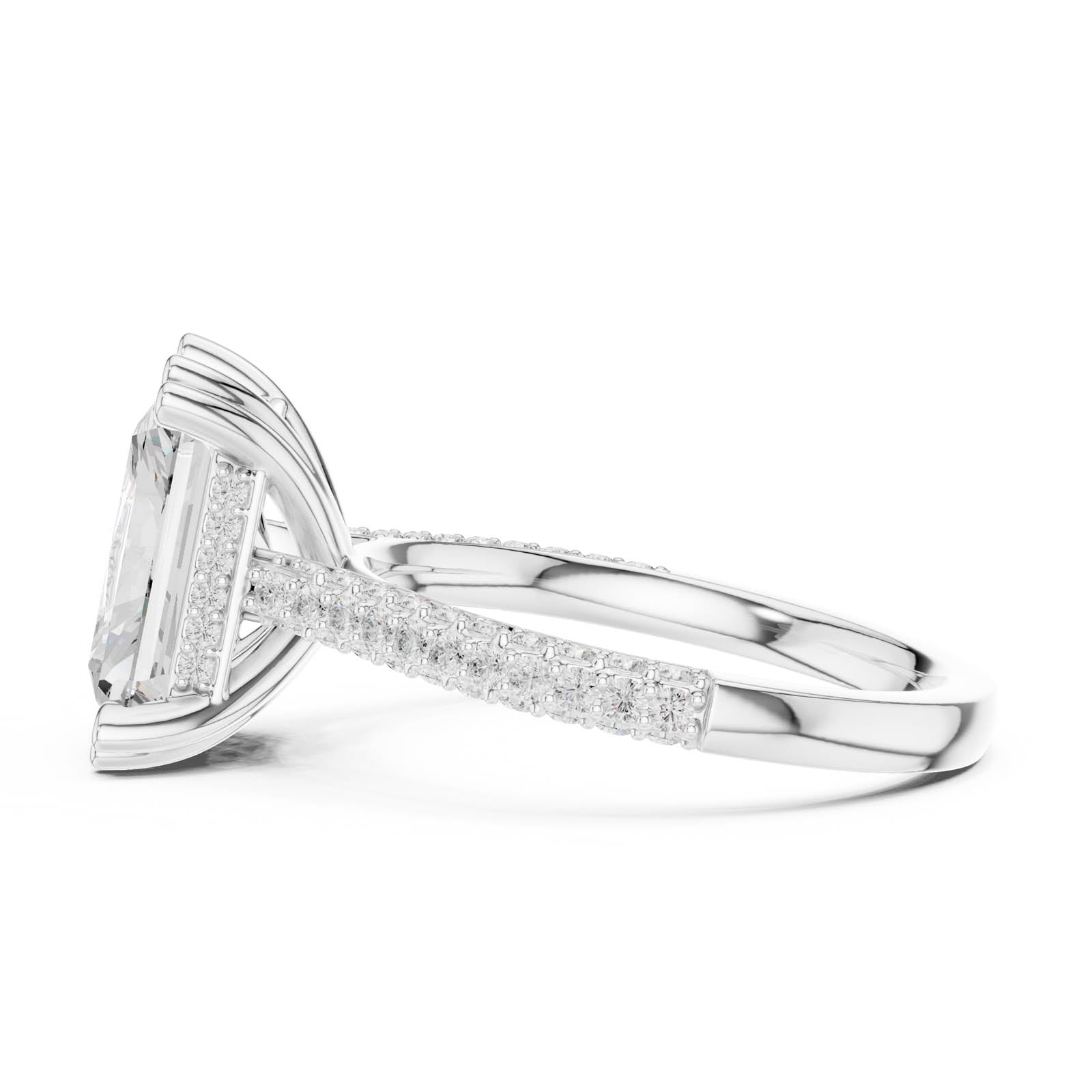 5.26 Ct. Radiant Cut Diamond Ring with Hidden Halo and Pavé Band (DDLR-959) 7