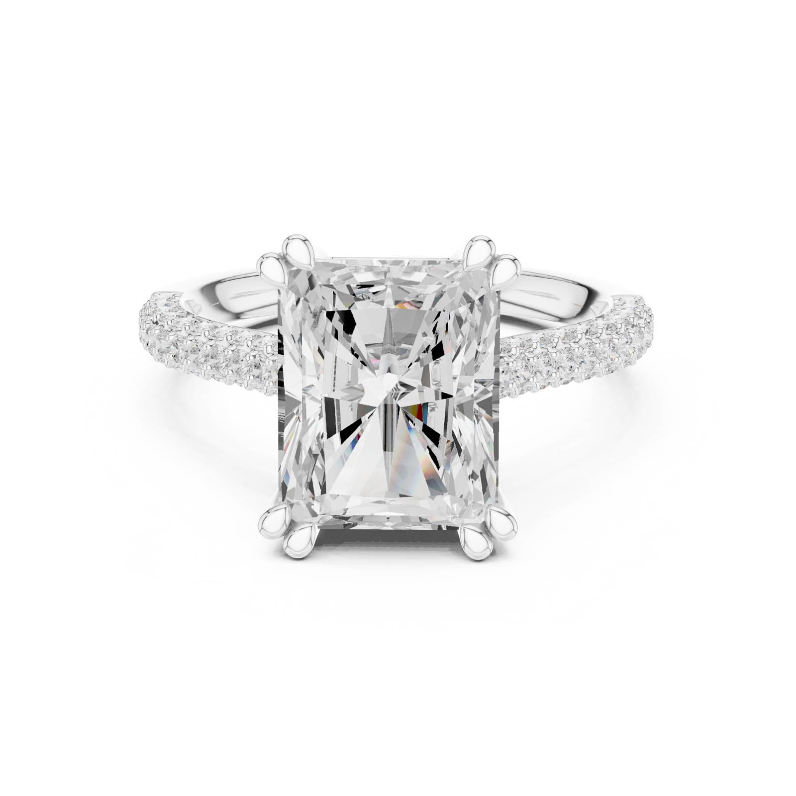 5.26 Ct. Radiant Cut Diamond Ring with Hidden Halo and Pavé Band (DDLR-959) 1