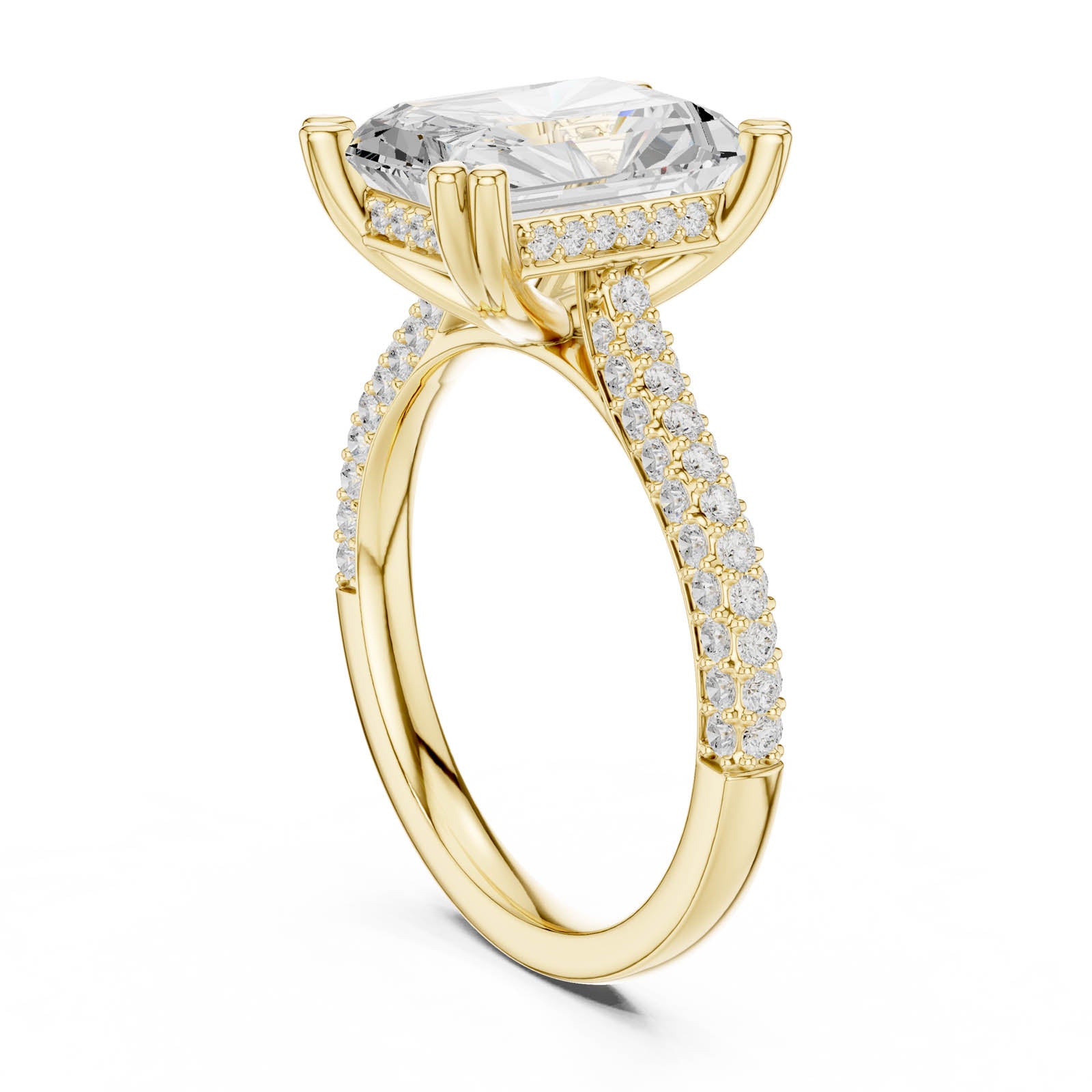 5.26 Ct. Radiant Cut Diamond Ring with Hidden Halo and Pavé Band (DDLR-959) 8
