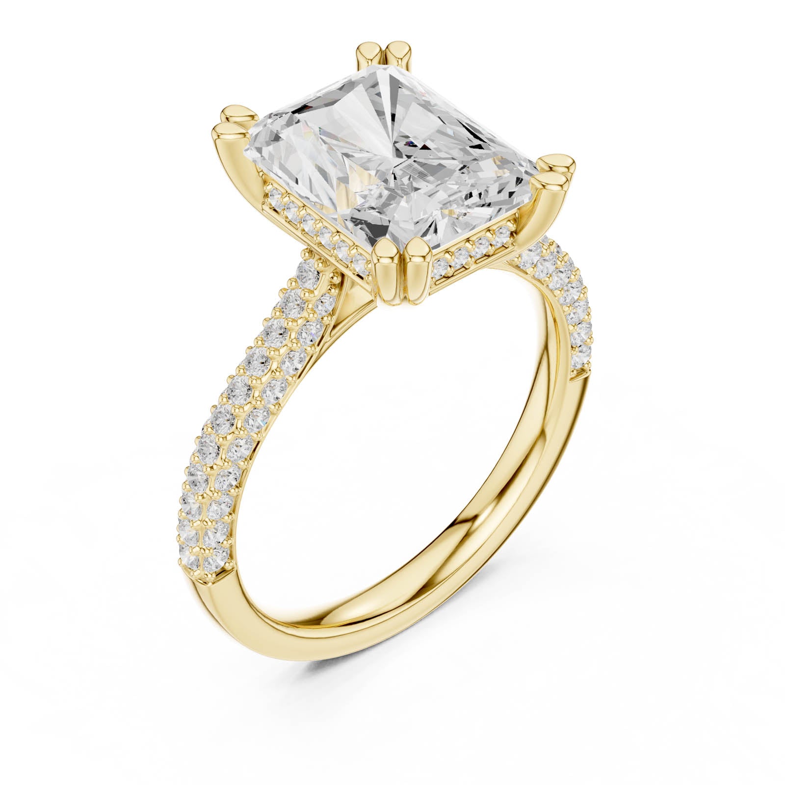 5.26 Ct. Radiant Cut Diamond Ring with Hidden Halo and Pavé Band (DDLR-959) 2