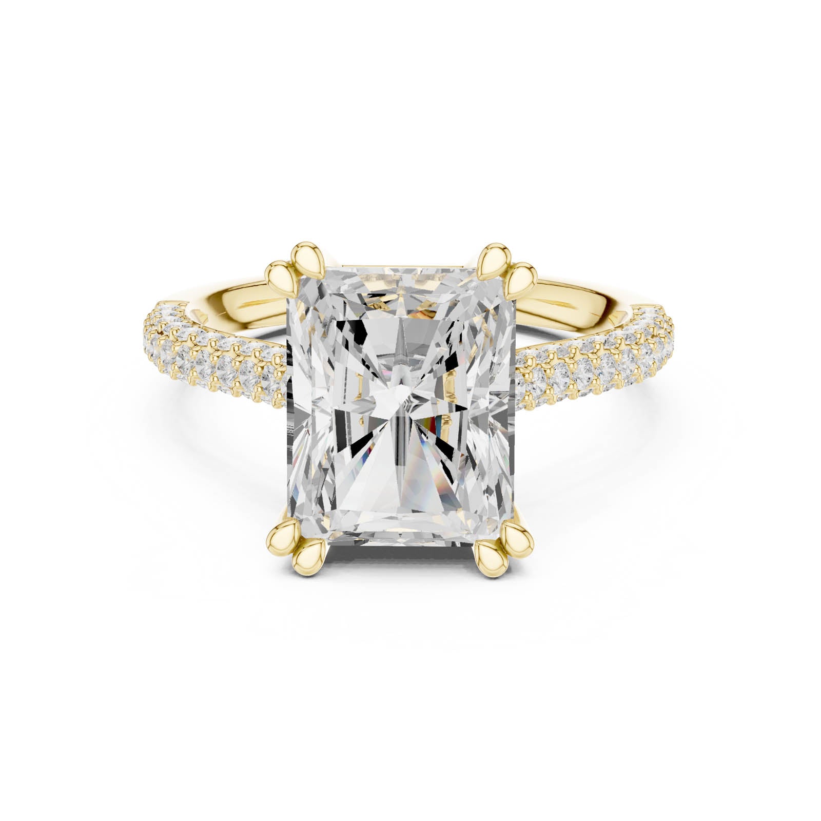 5.26 Ct. Radiant Cut Diamond Ring with Hidden Halo and Pavé Band (DDLR-959) 10