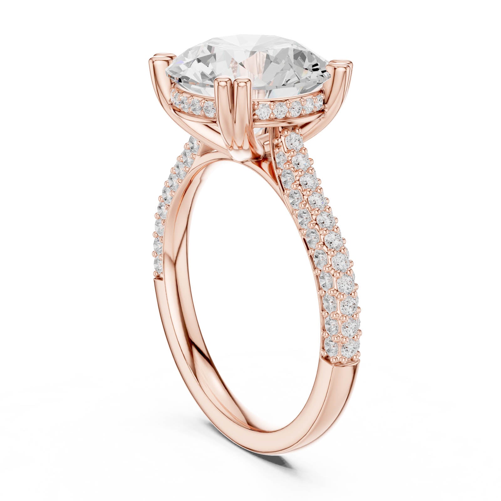 4.58 Ct. Round Diamond Ring with Hidden Halo and Pavé Band (DDLR-960) 8