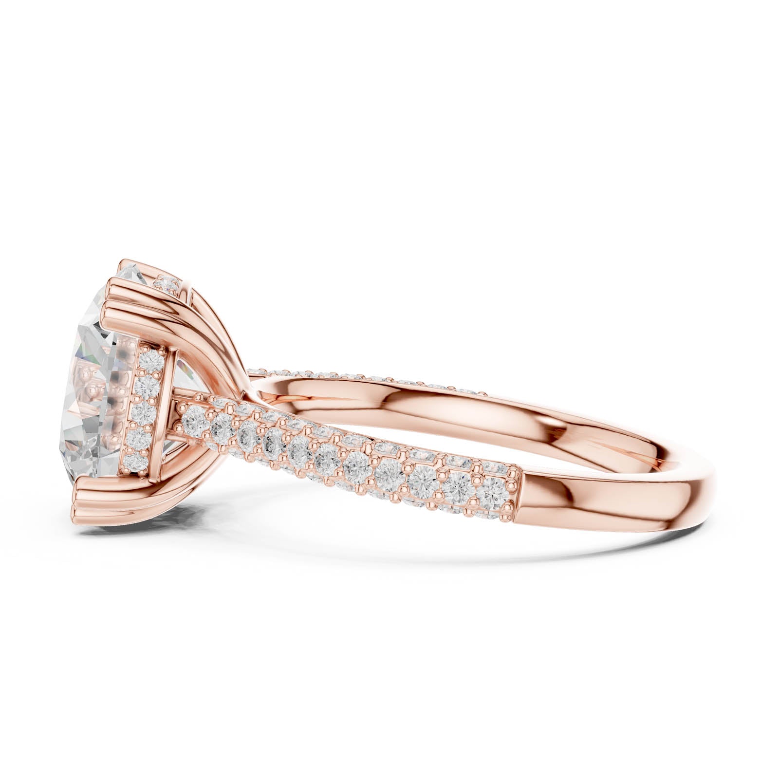 4.58 Ct. Round Diamond Ring with Hidden Halo and Pavé Band (DDLR-960) 3
