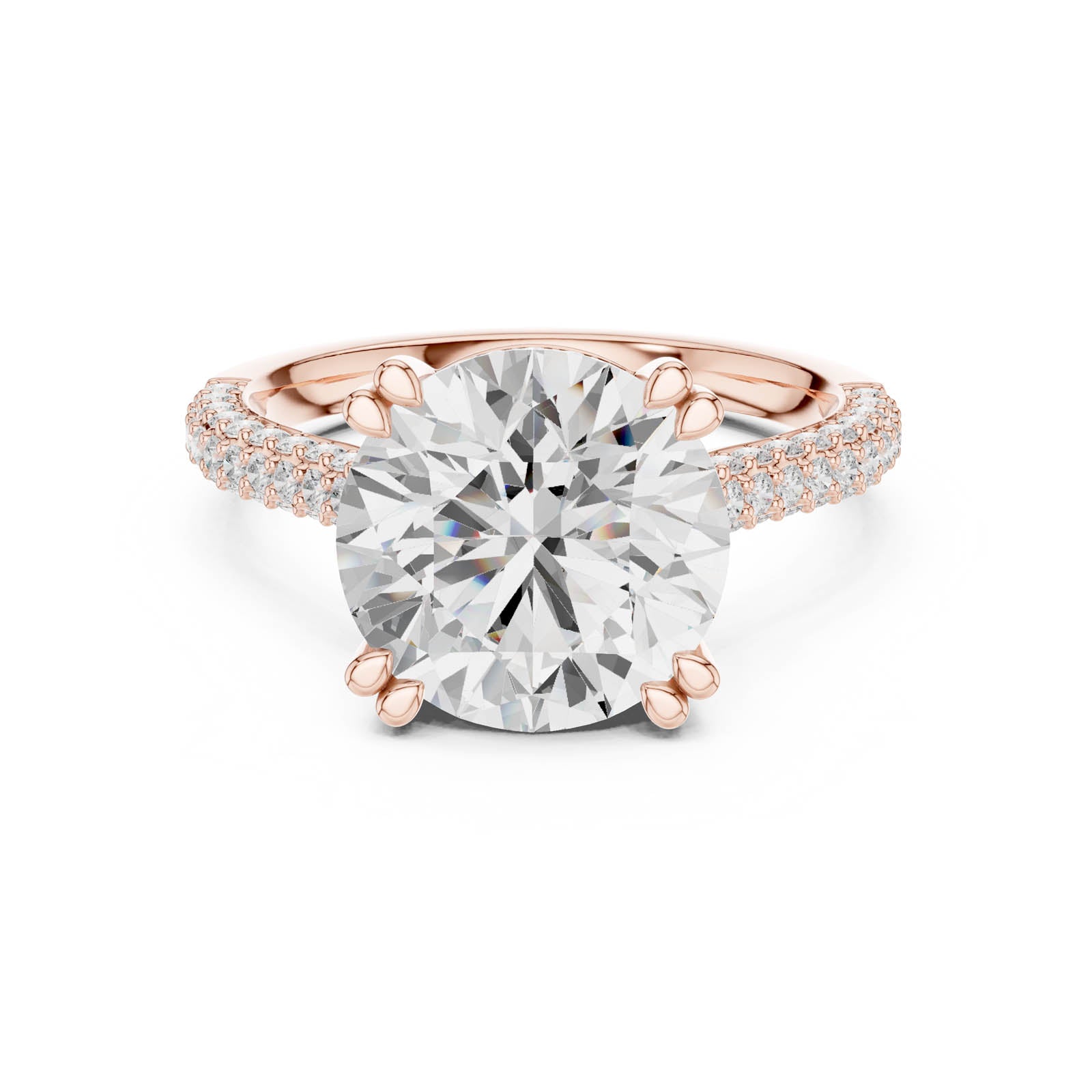 4.58 Ct. Round Diamond Ring with Hidden Halo and Pavé Band (DDLR-960) 10