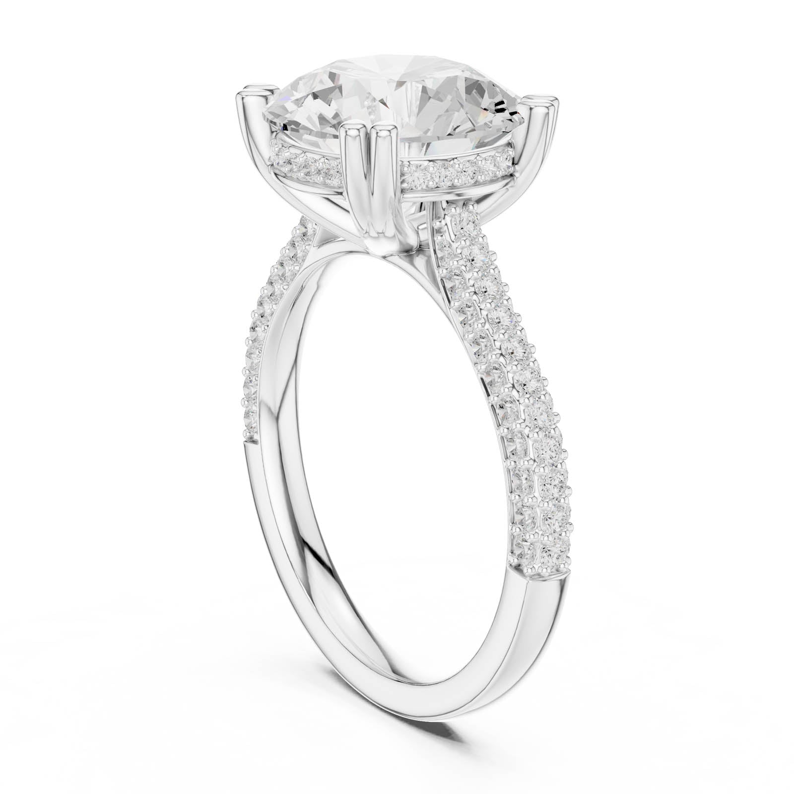 4.58 Ct. Round Diamond Ring with Hidden Halo and Pavé Band (DDLR-960) 11