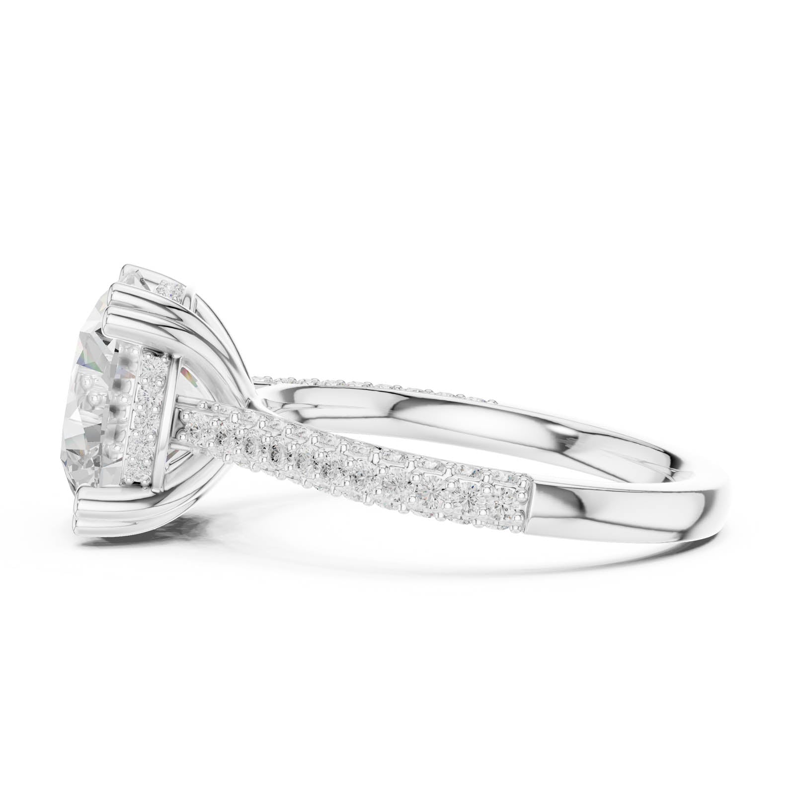 4.58 Ct. Round Diamond Ring with Hidden Halo and Pavé Band (DDLR-960) 4