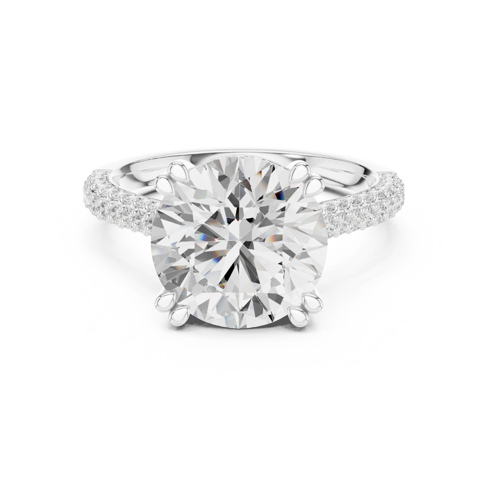 4.58 Ct. Round Diamond Ring with Hidden Halo and Pavé Band (DDLR-960) 1