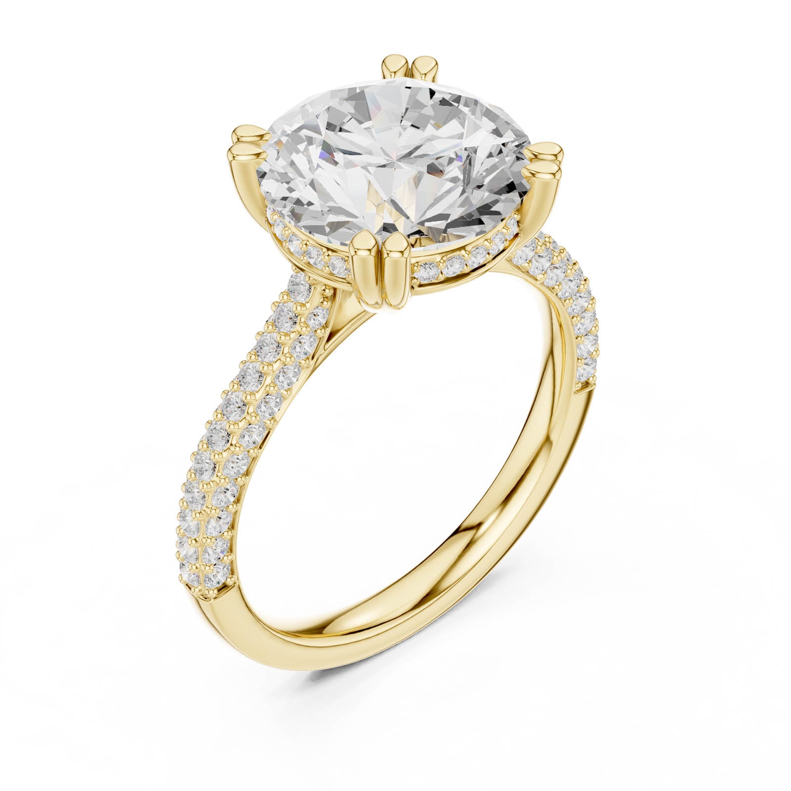 4.58 Ct. Round Diamond Ring with Hidden Halo and Pavé Band (DDLR-960) 2