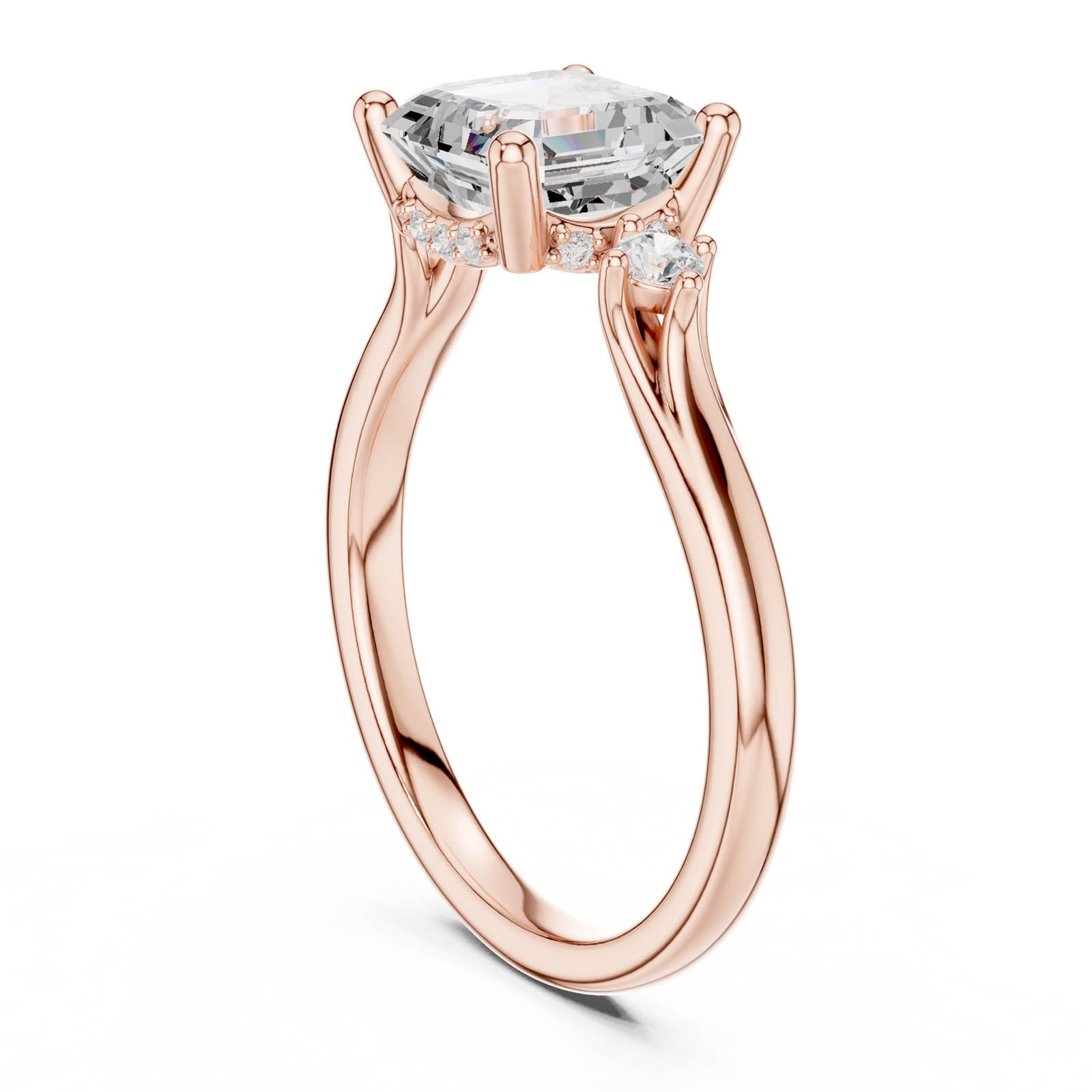2.35 Ct. Asscher Cut Diamond Ring with Hidden Halo and Round Diamond Accents (DDLR-969) 11