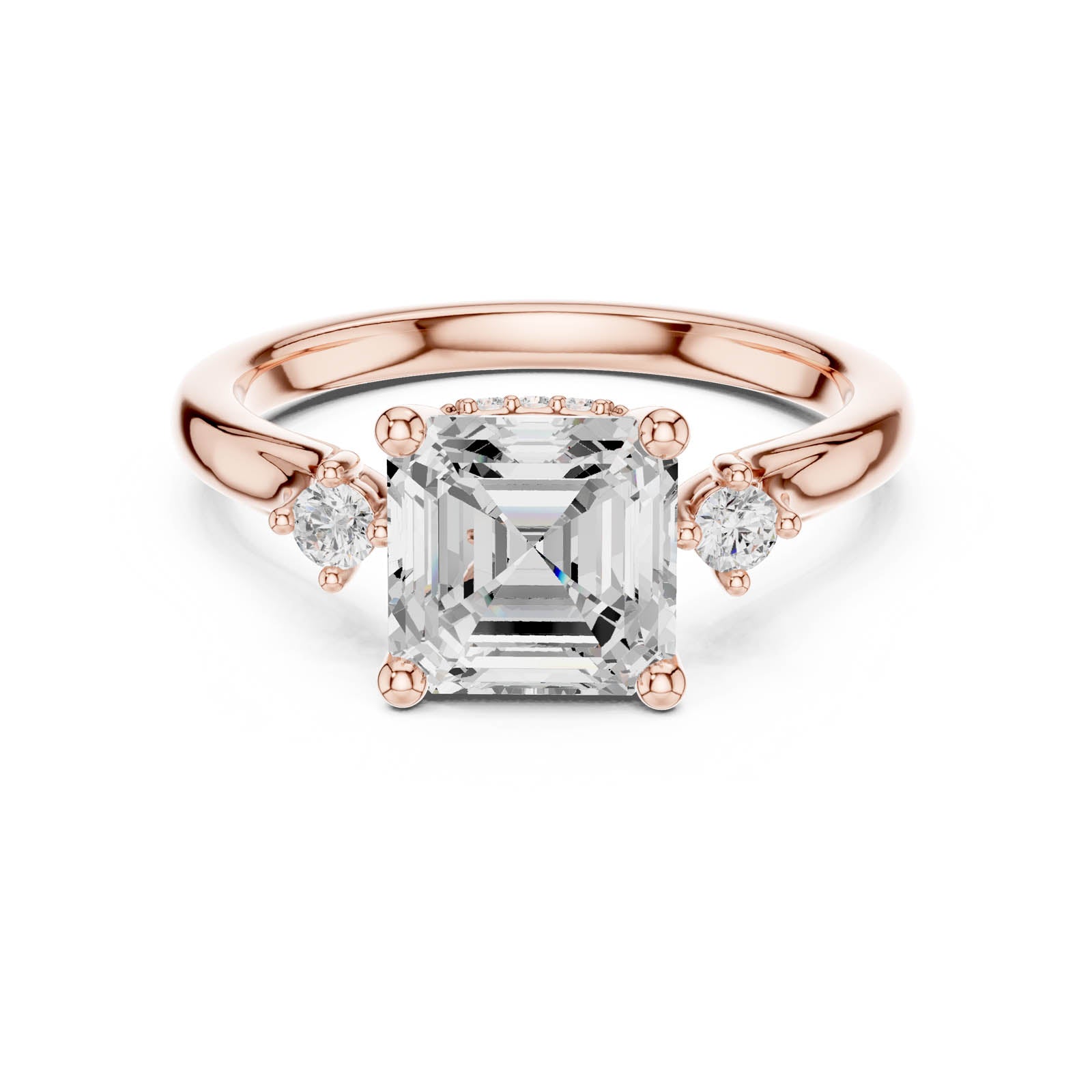 2.35 Ct. Asscher Cut Diamond Ring with Hidden Halo and Round Diamond Accents (DDLR-969) 4